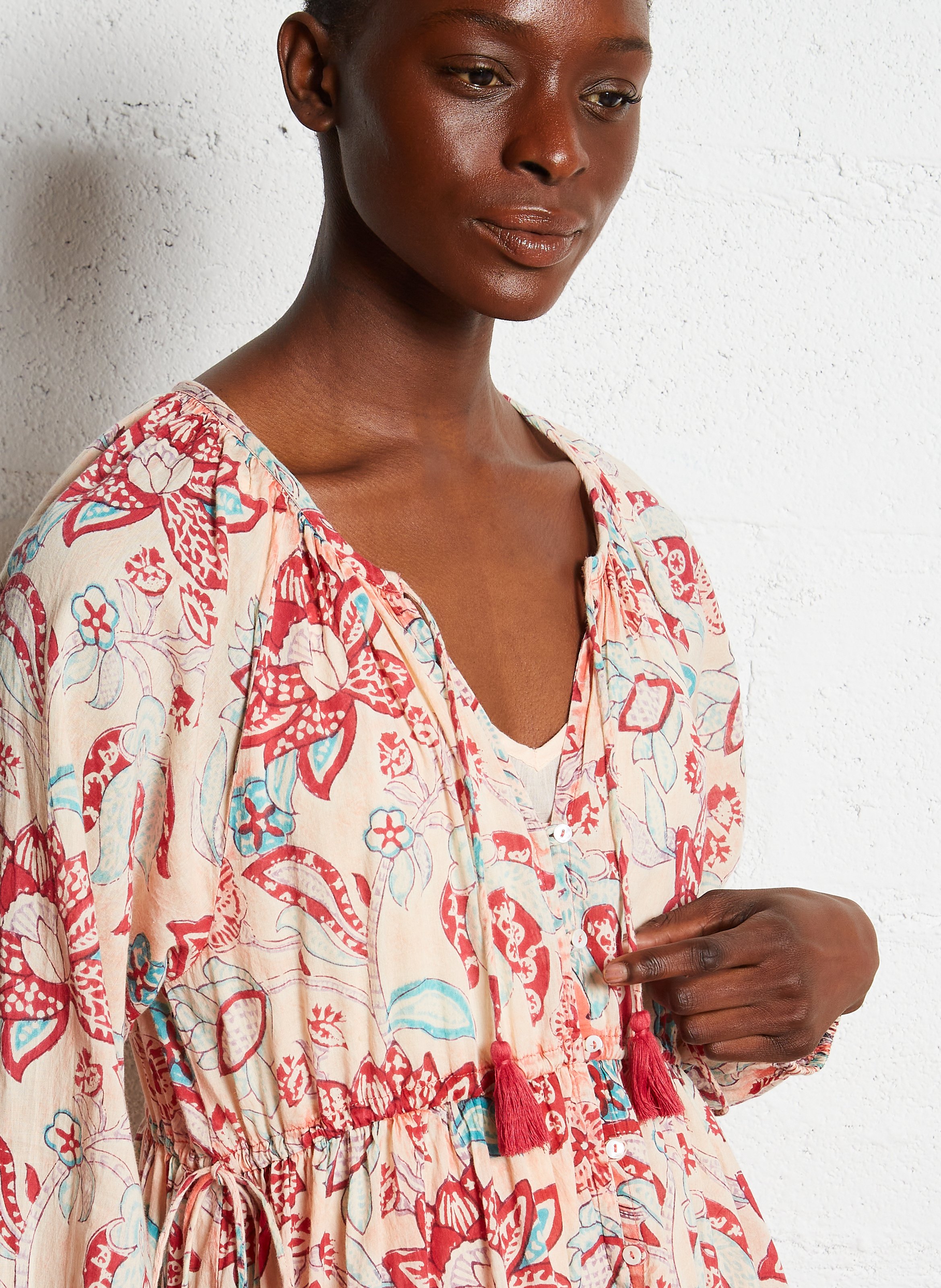 Robe ample imprimée en coton MAISON HOTEL Rose