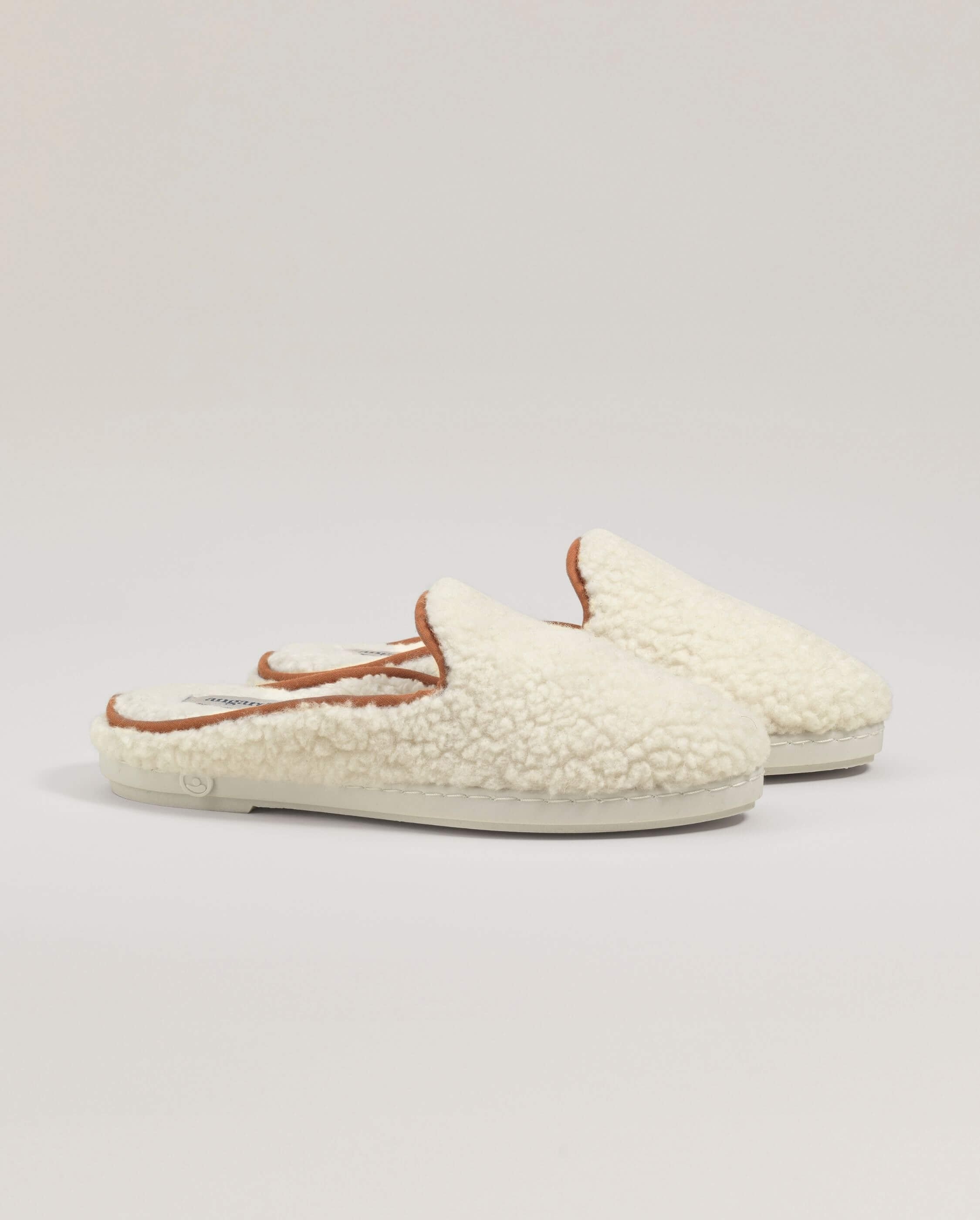 Women's wool bouclé mule, white camel ANGARDE White