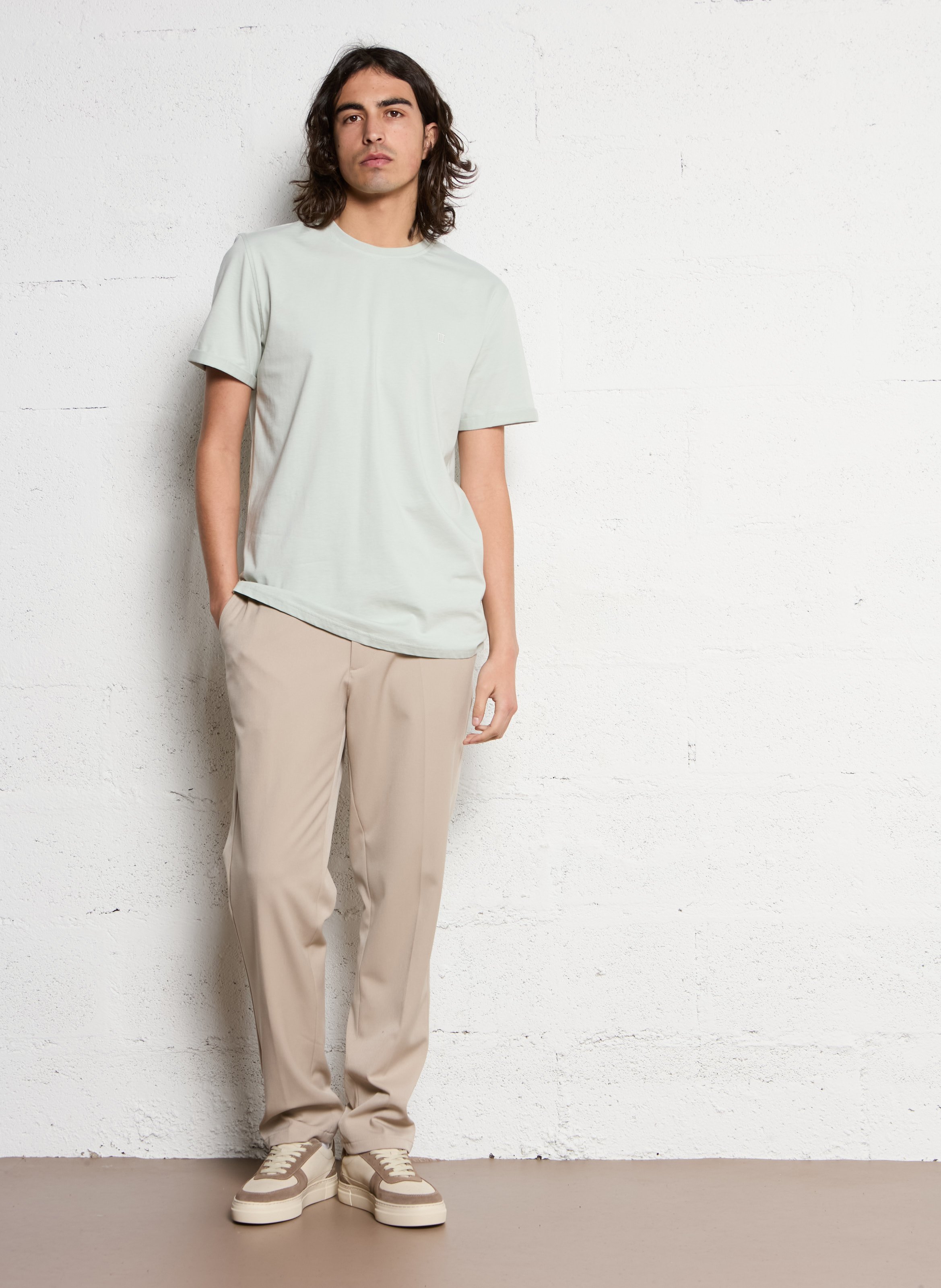 Heathered straight cotton t-shirt LES DEUX Green