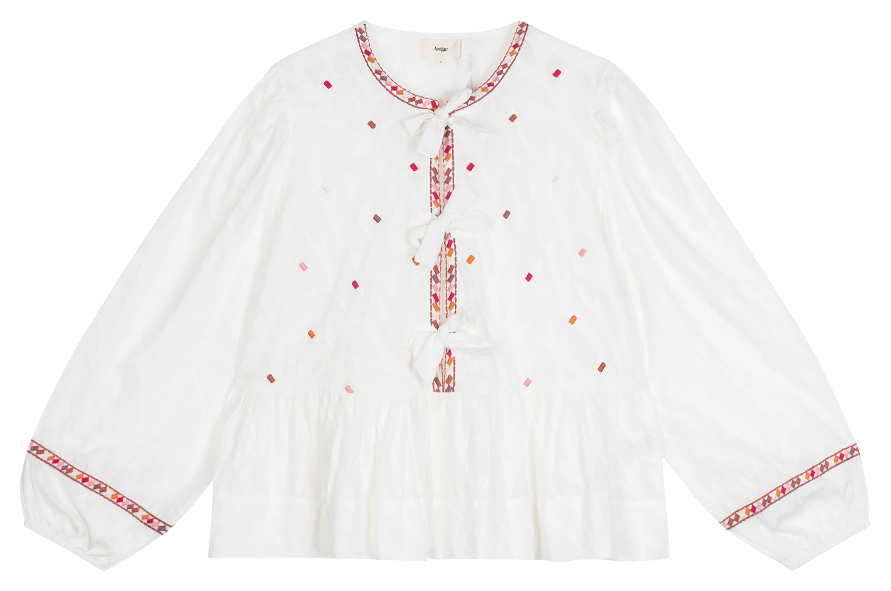 Loose blouse with fancy details AN'GE Beige