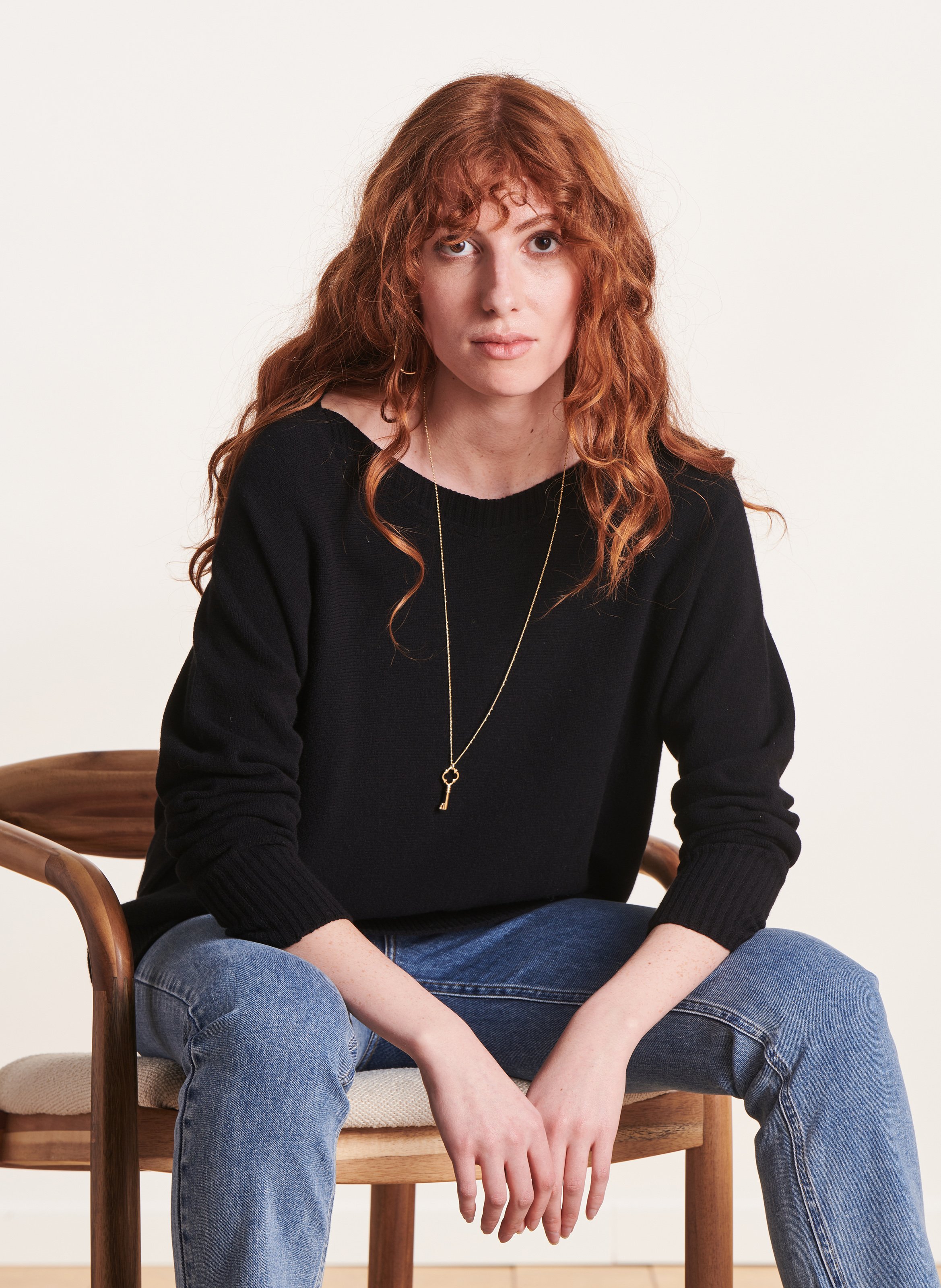 Loose-fit knit sweater with boat neck LA FEE MARABOUTEE