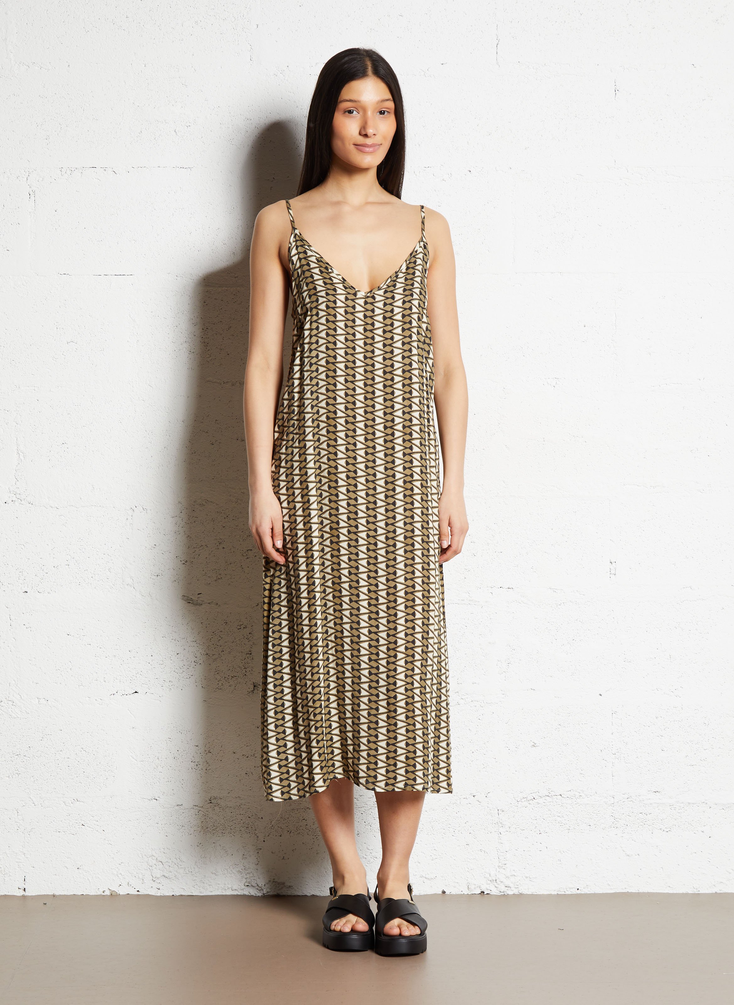 Robe midi col V PLEASE Multicolore