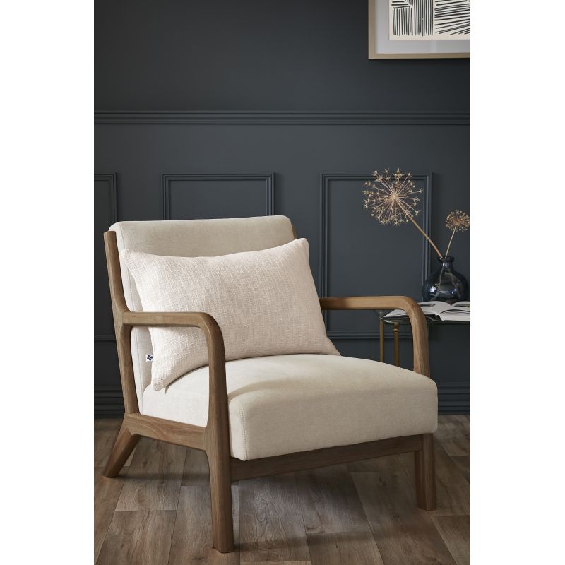 Coussin déco déhoussable 100% coton L'EFFET PAPILLON Beige