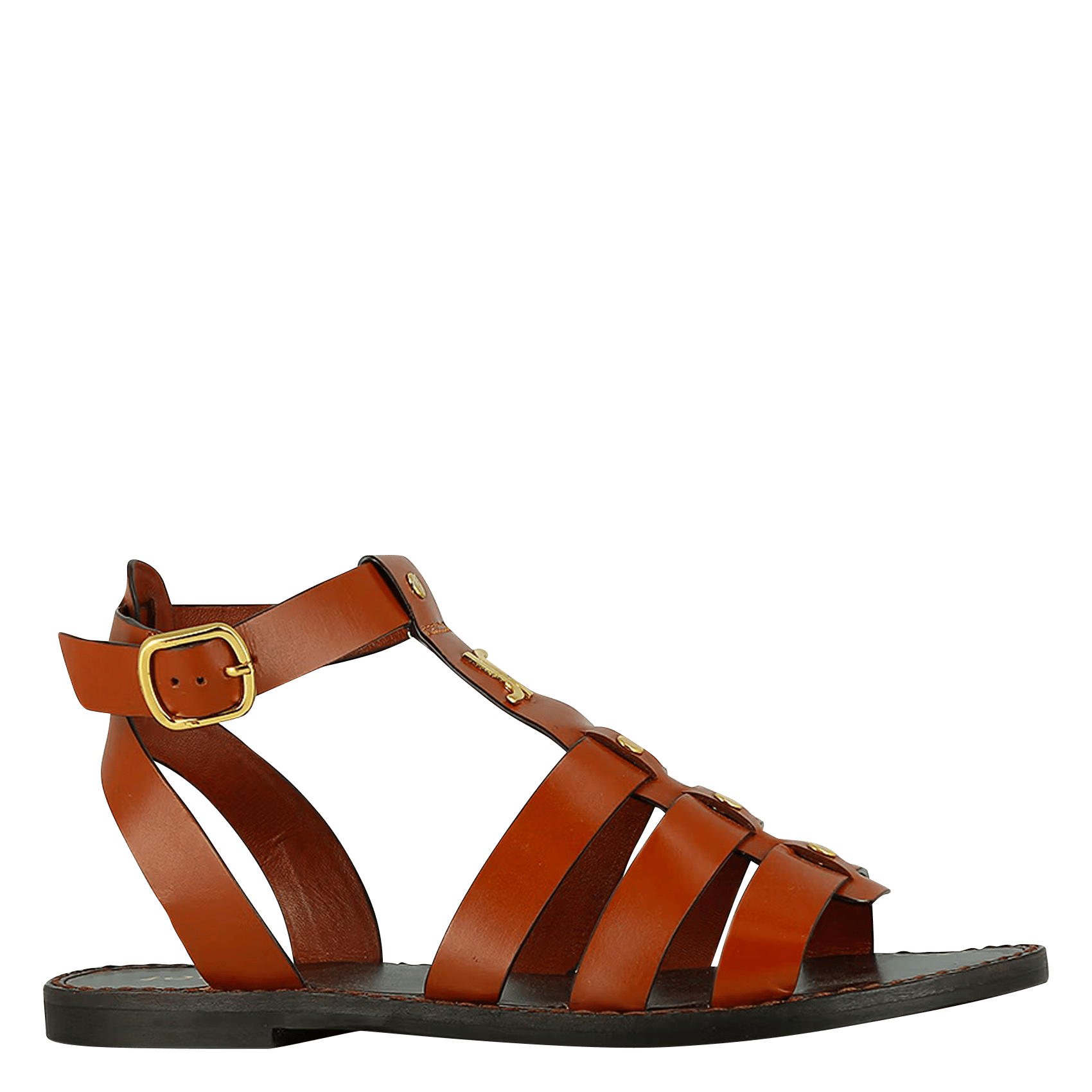 Aouda flat leather sandals JONAK Brown