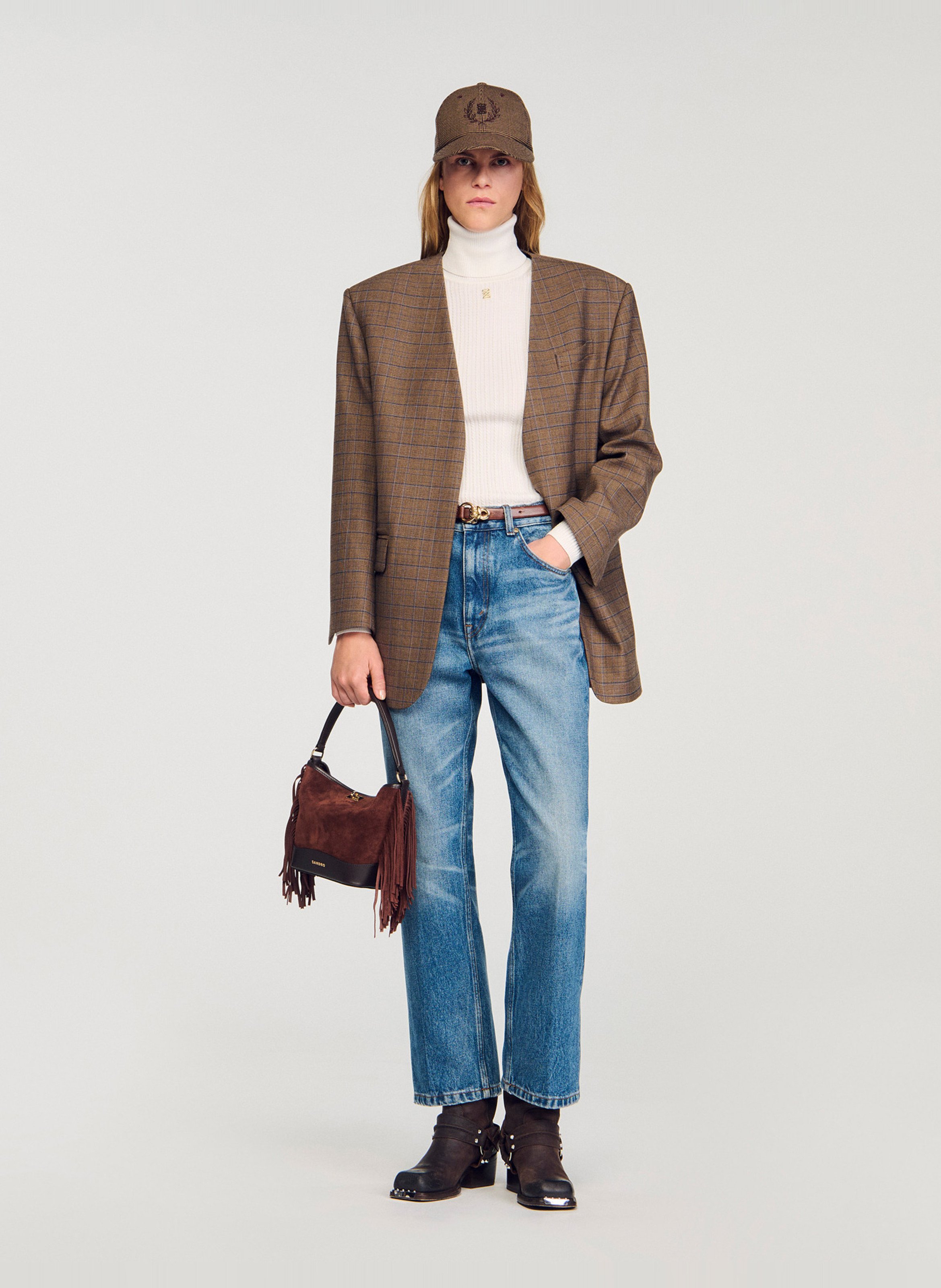 Pull col roulé  SANDRO Blanc