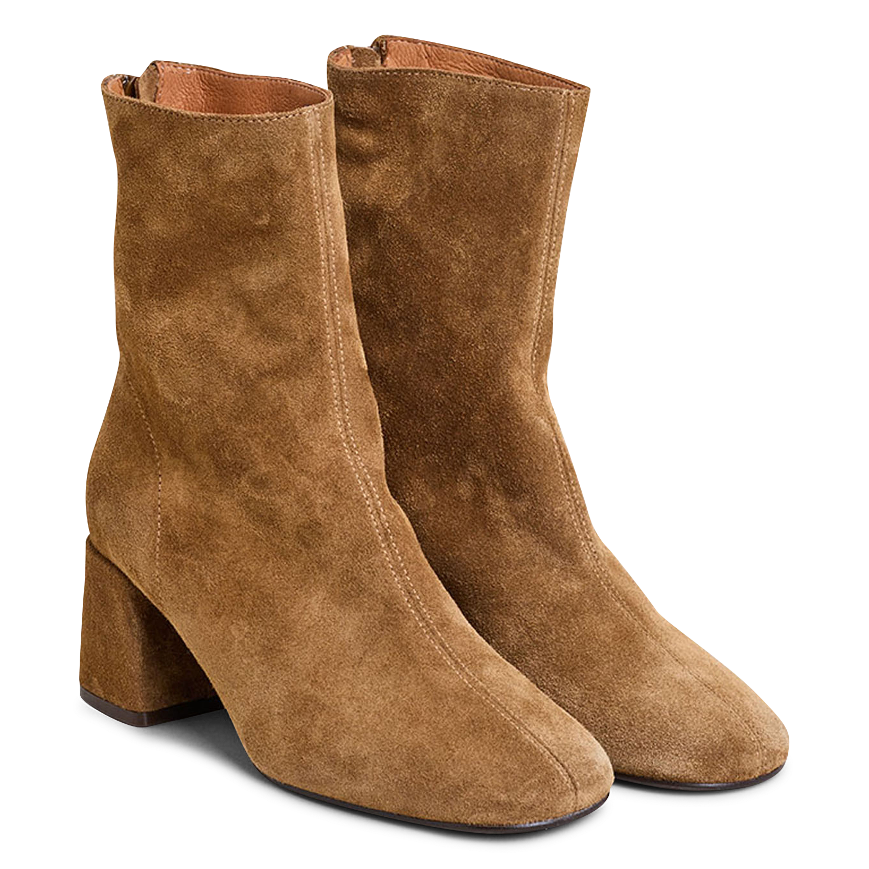 Suede leather heeled ankle boots JONAK Brown