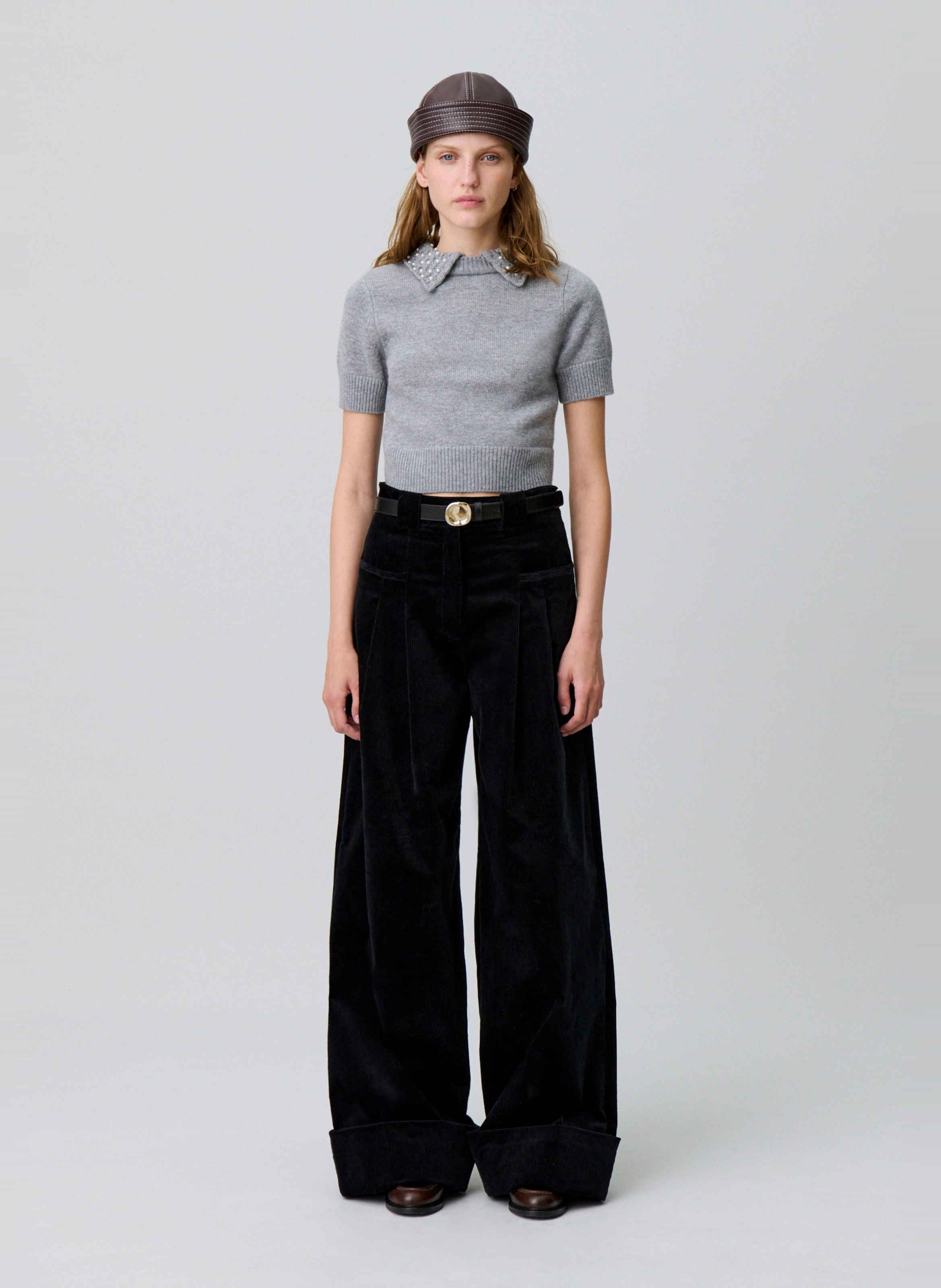 Pantalon large en coton mélangé CLAUDIE PIERLOT Noir