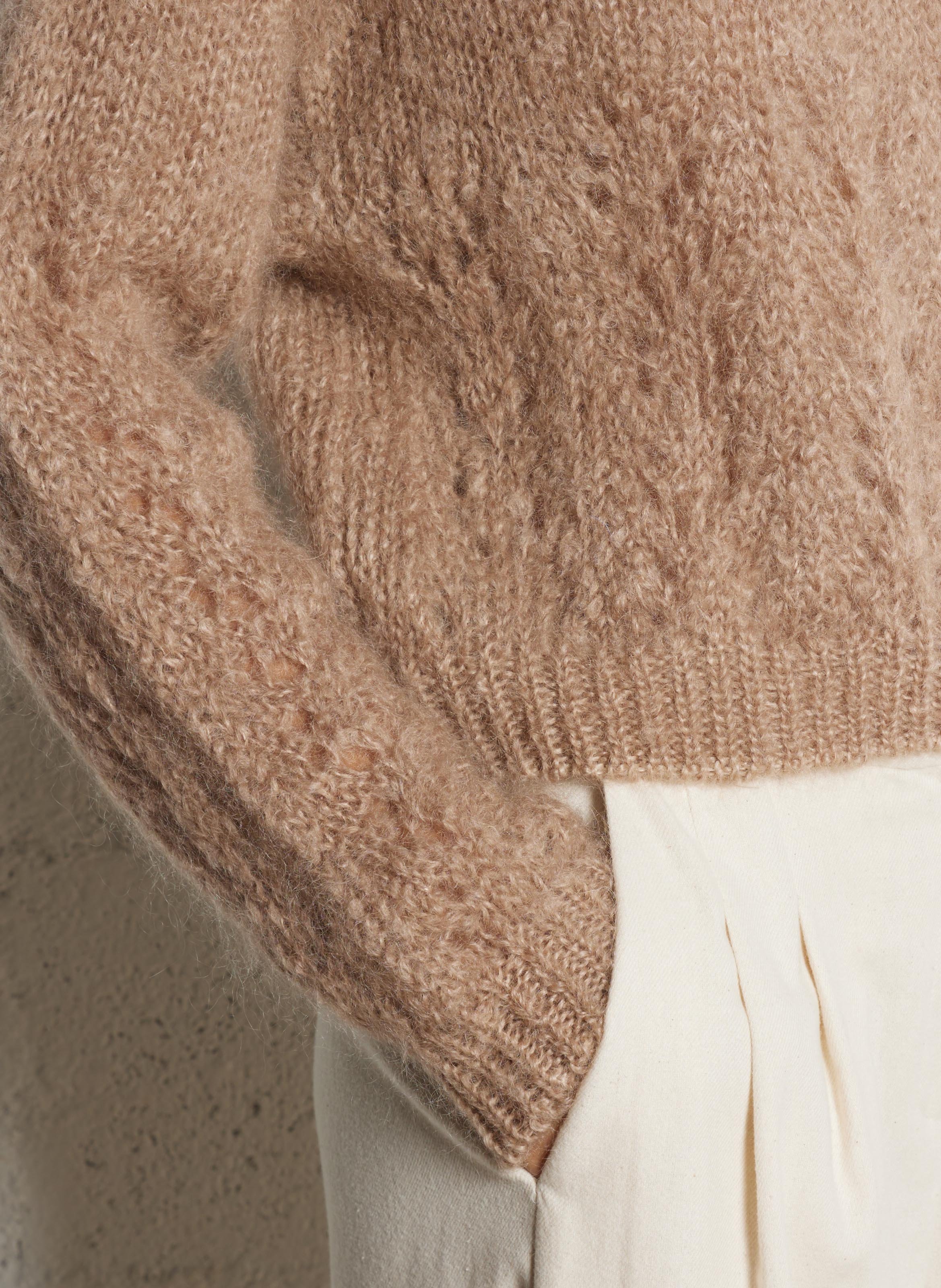 Pull col rond en mohair mélangé TINSELS Blanc