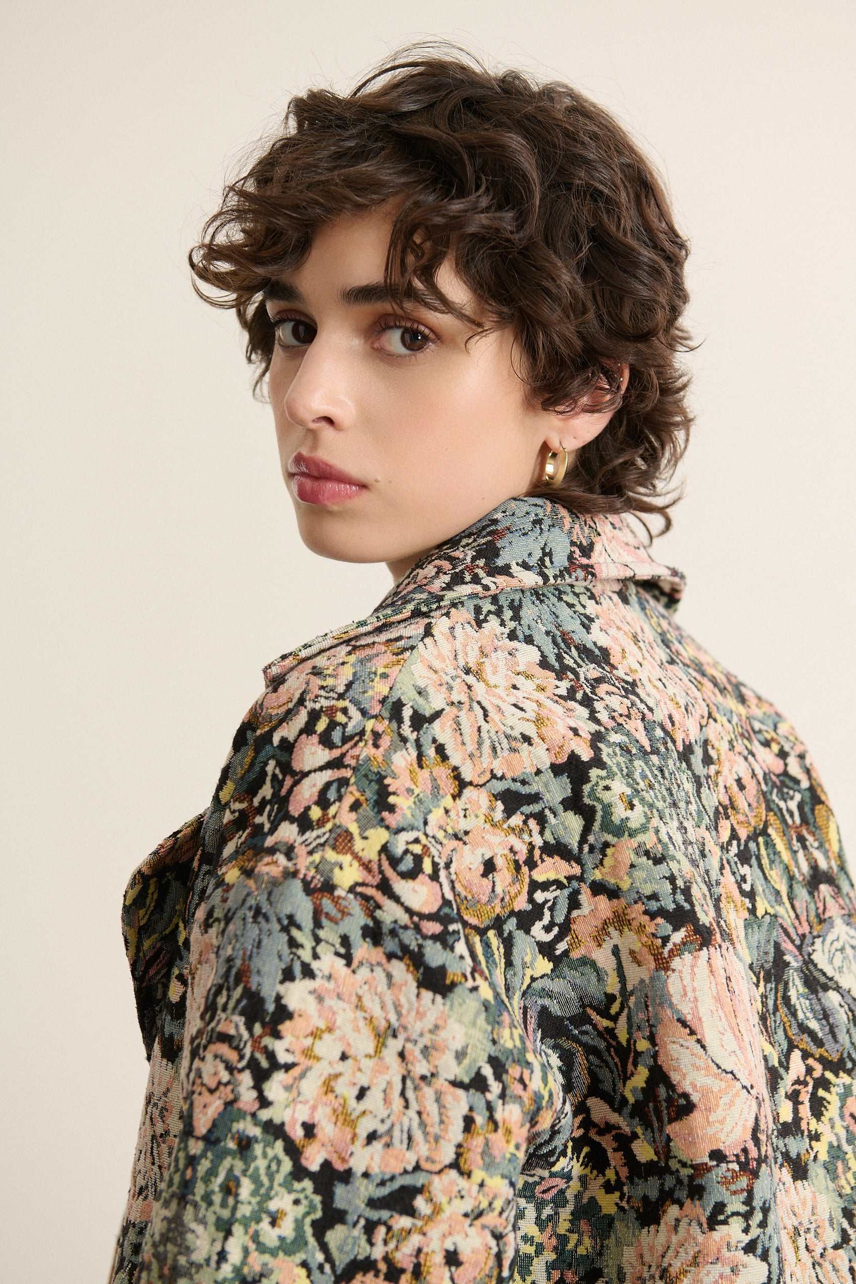 Cropped jacquard jacket GARANCE PARIS Green