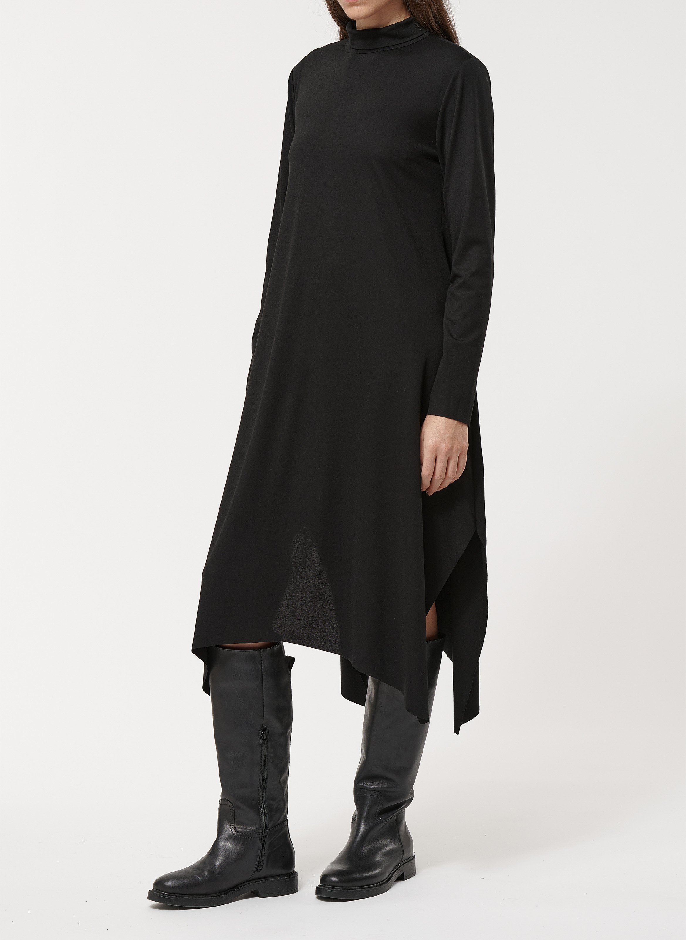 Robe asymétrique à col montant  HUMILITY Noir