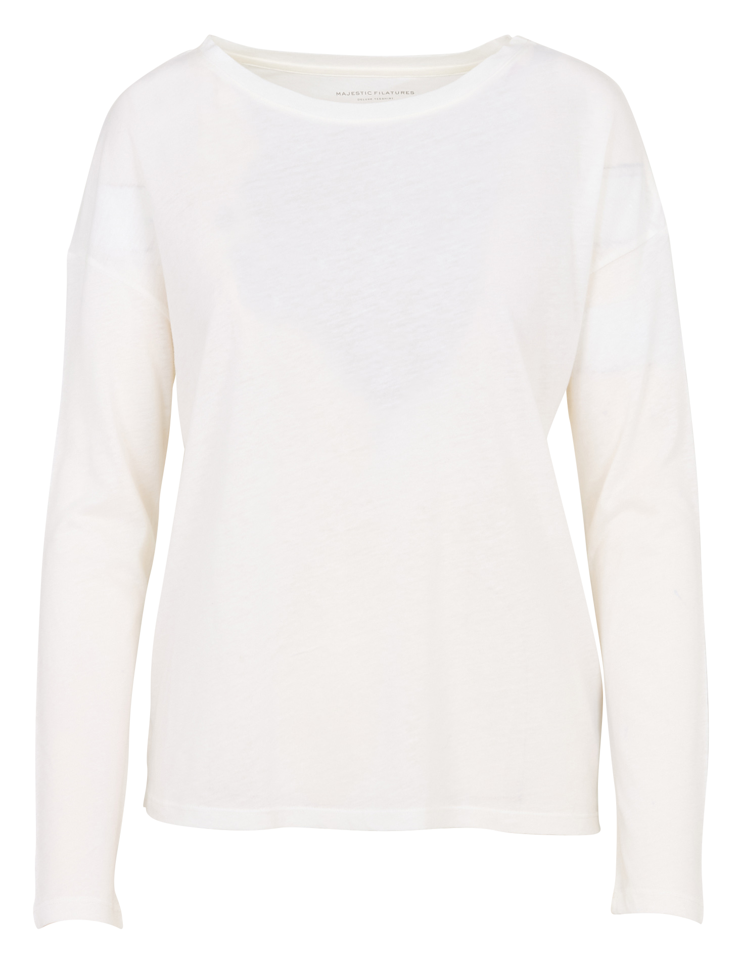 Tee-shirt ample col bateau en coton et cachemire MAJESTIC FILATURES Blanc
