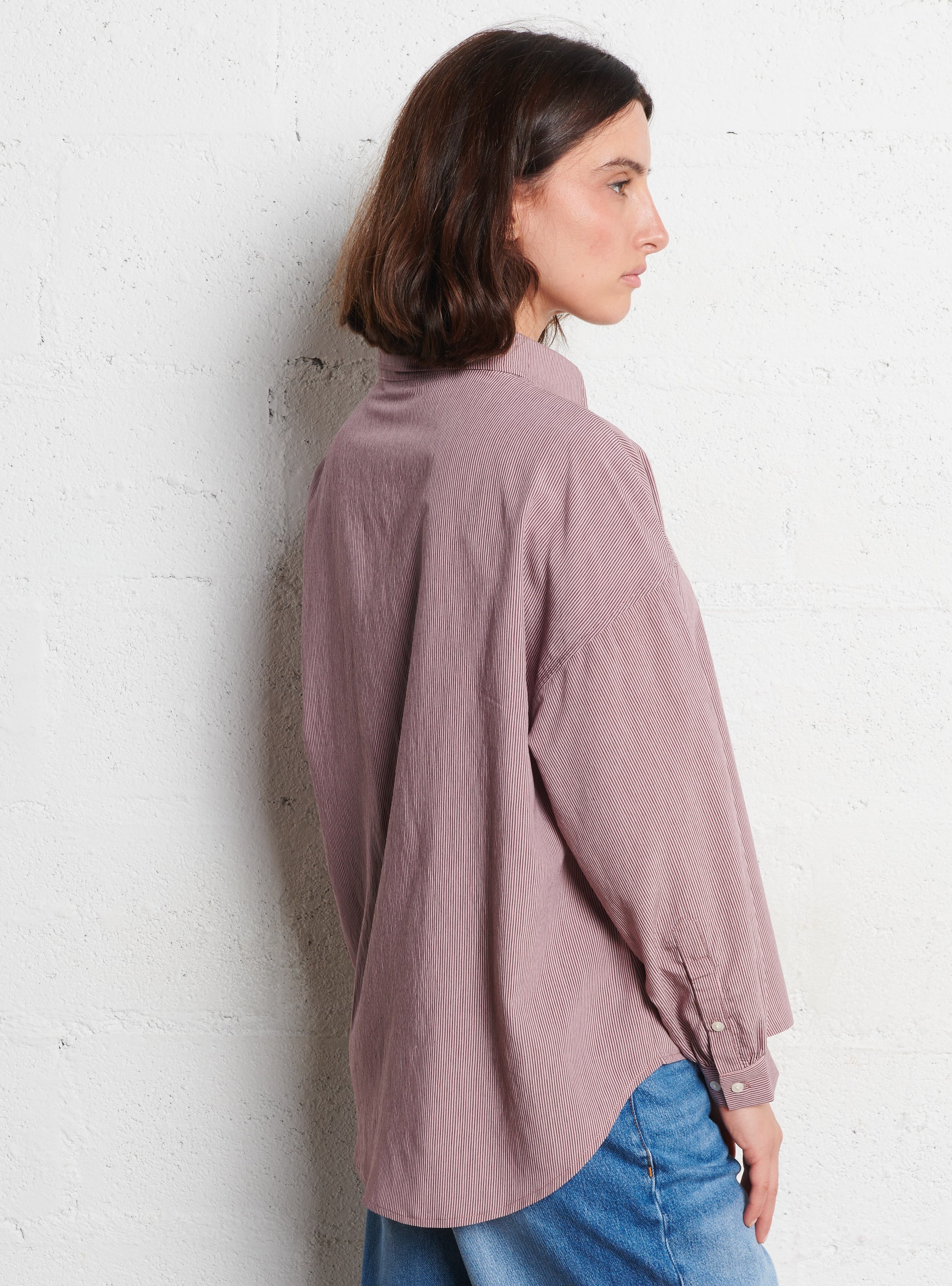 Striped loose-fit shirt with classic collar HOD PARIS Red