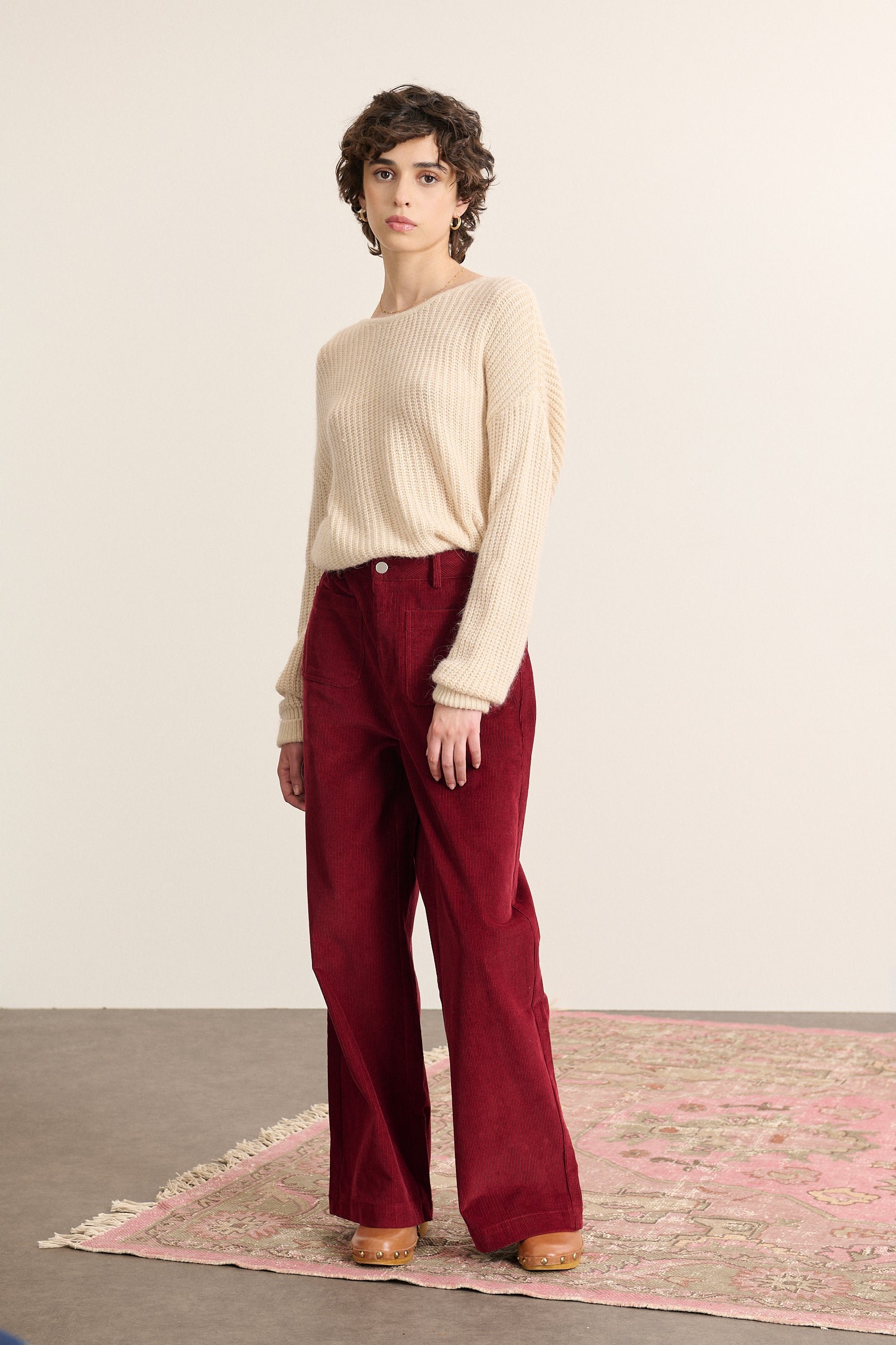 V-neck sweater with bow GARANCE PARIS Beige