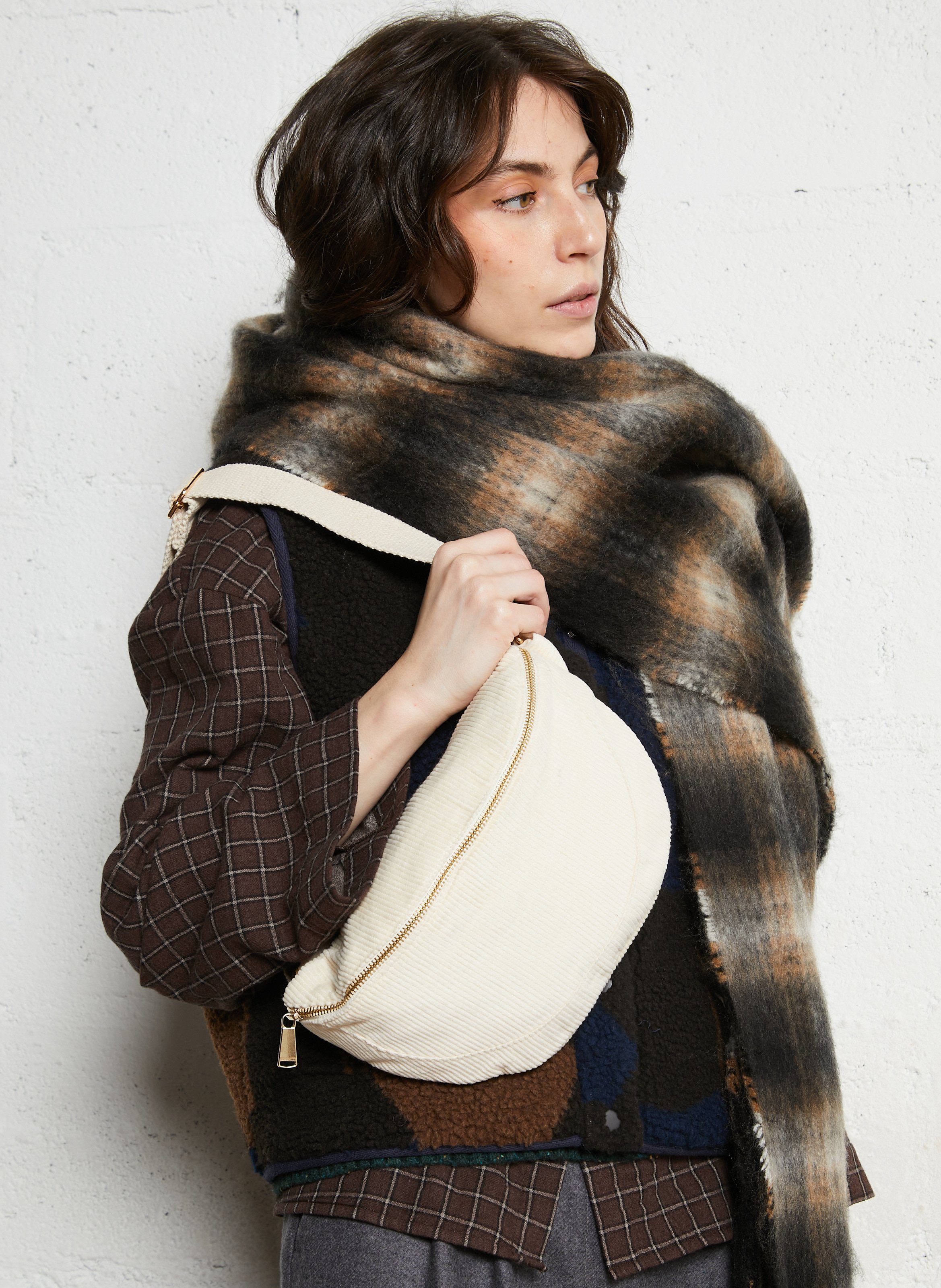 Sac banane en velours côtelé MAISON 123 Blanc