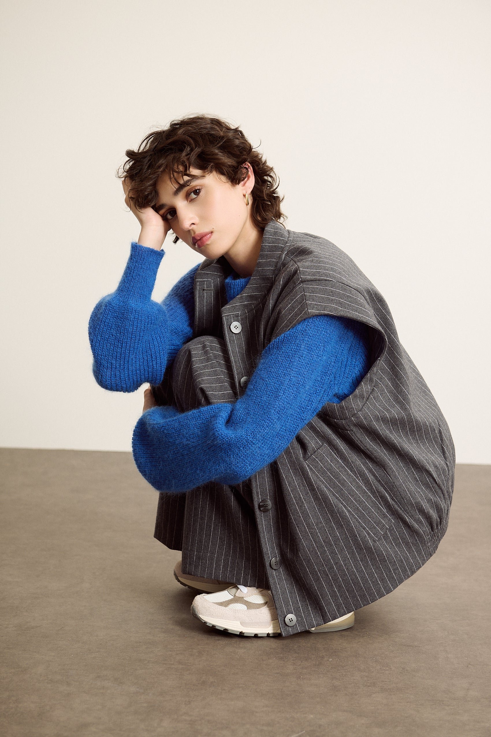 Buttoned round neck sweater GARANCE PARIS Blue