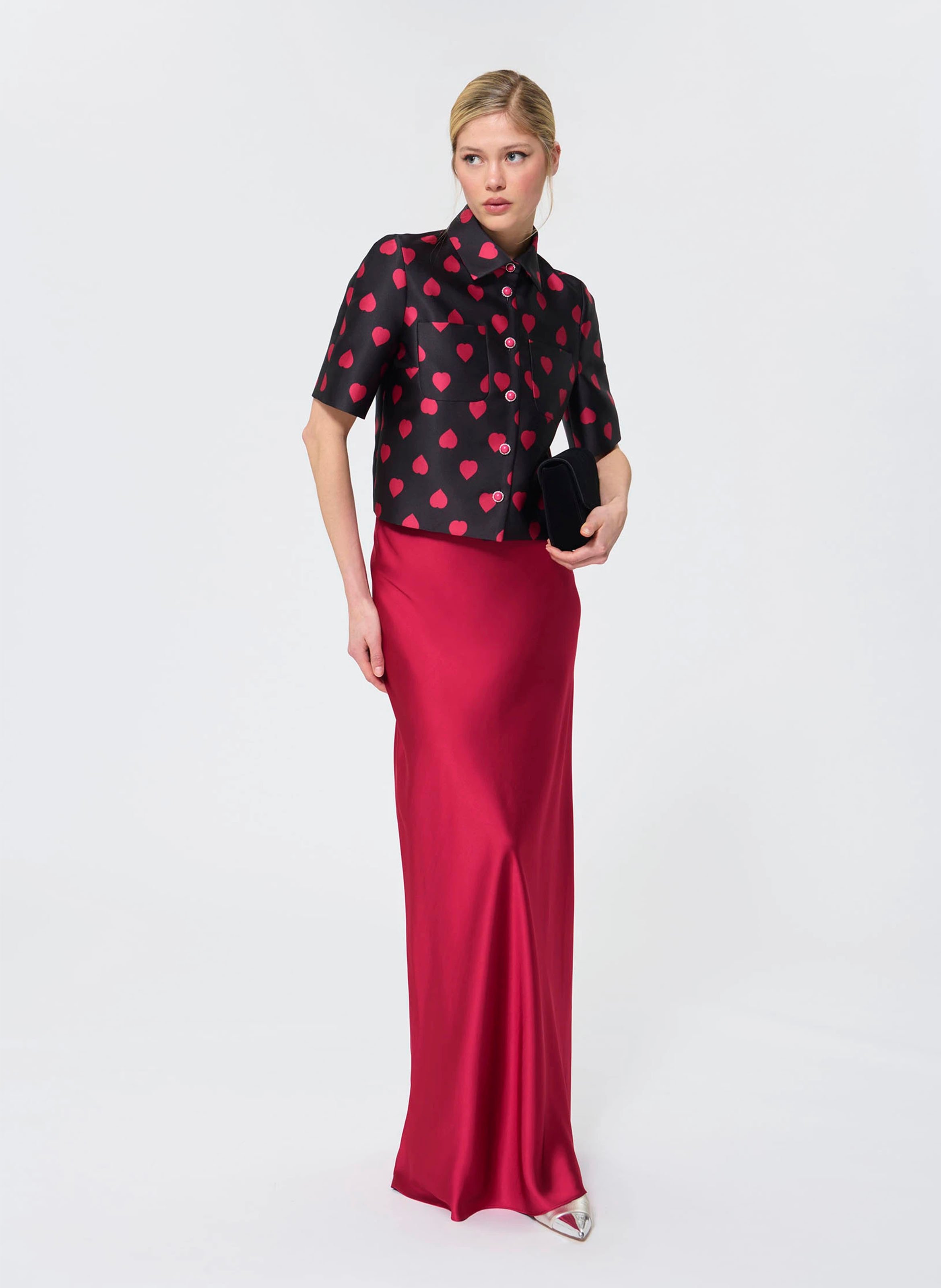 Long satin skirt TARA JARMON Red