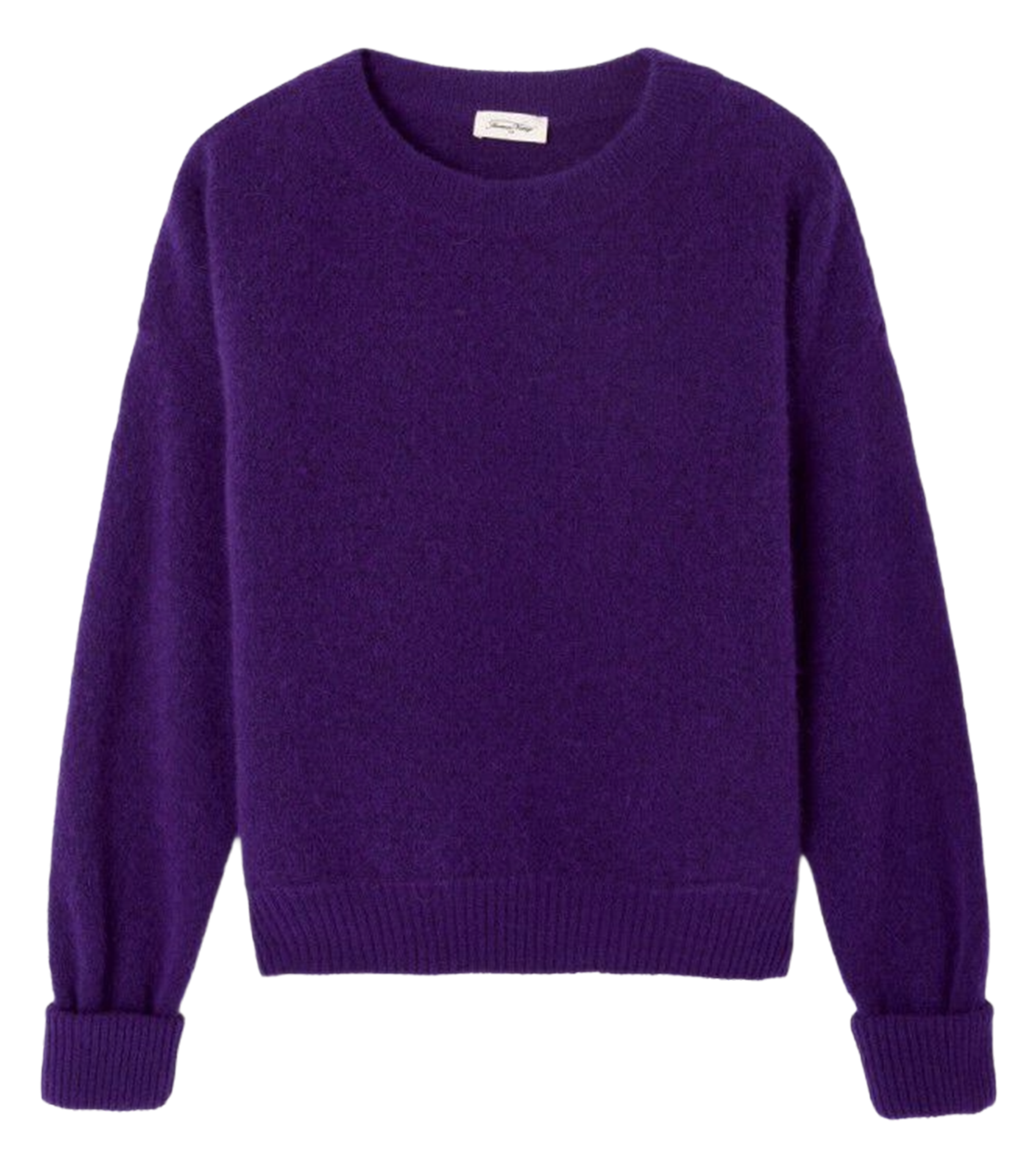 Pull ample col rond en laine mélangée VITOW Aubergine