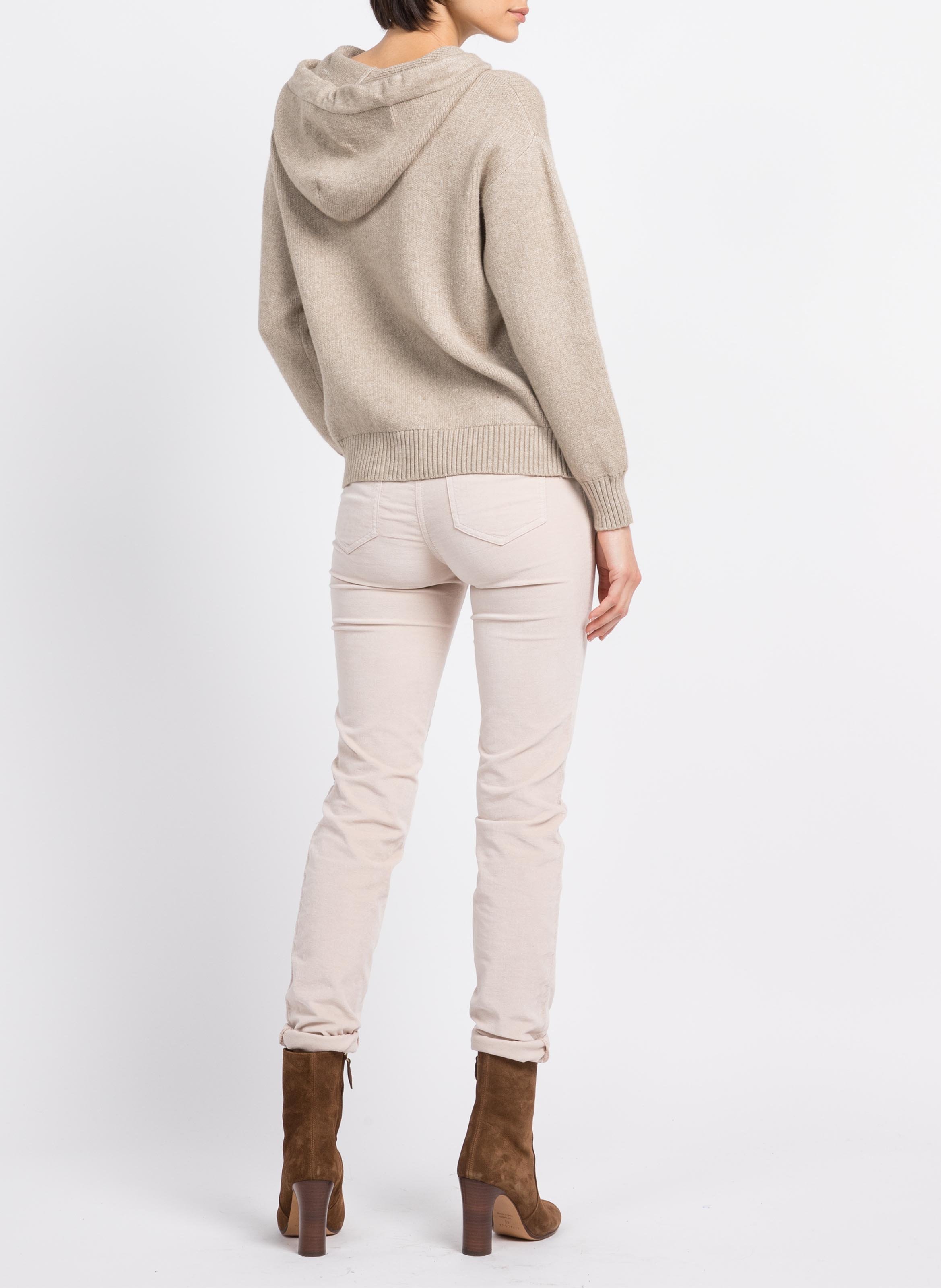 Smooth velvet slim-fit pants CAROLL Beige