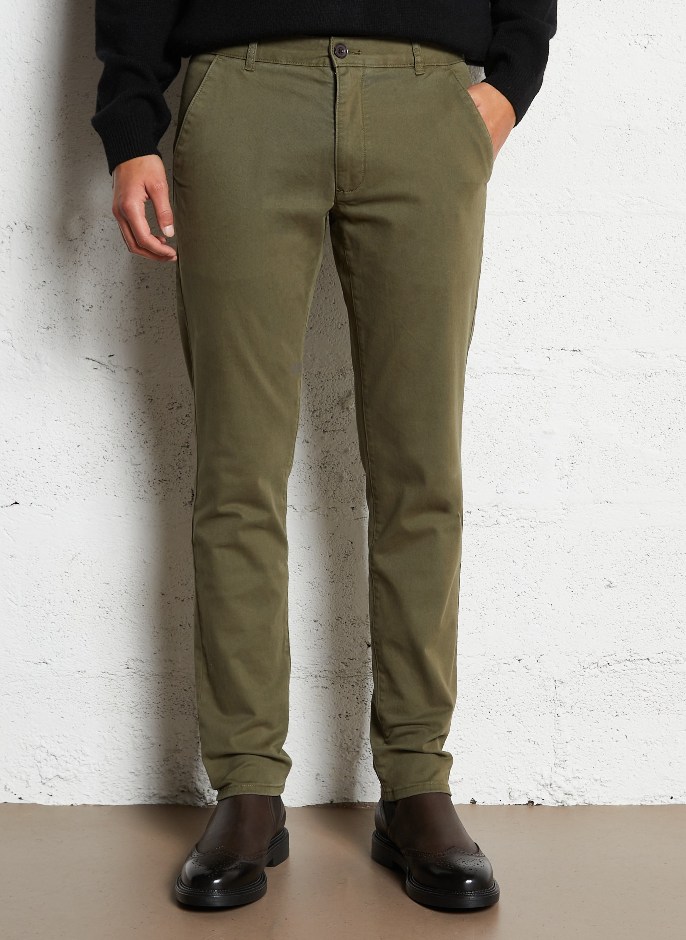 Straight-leg organic cotton-blend pants FARAH Green