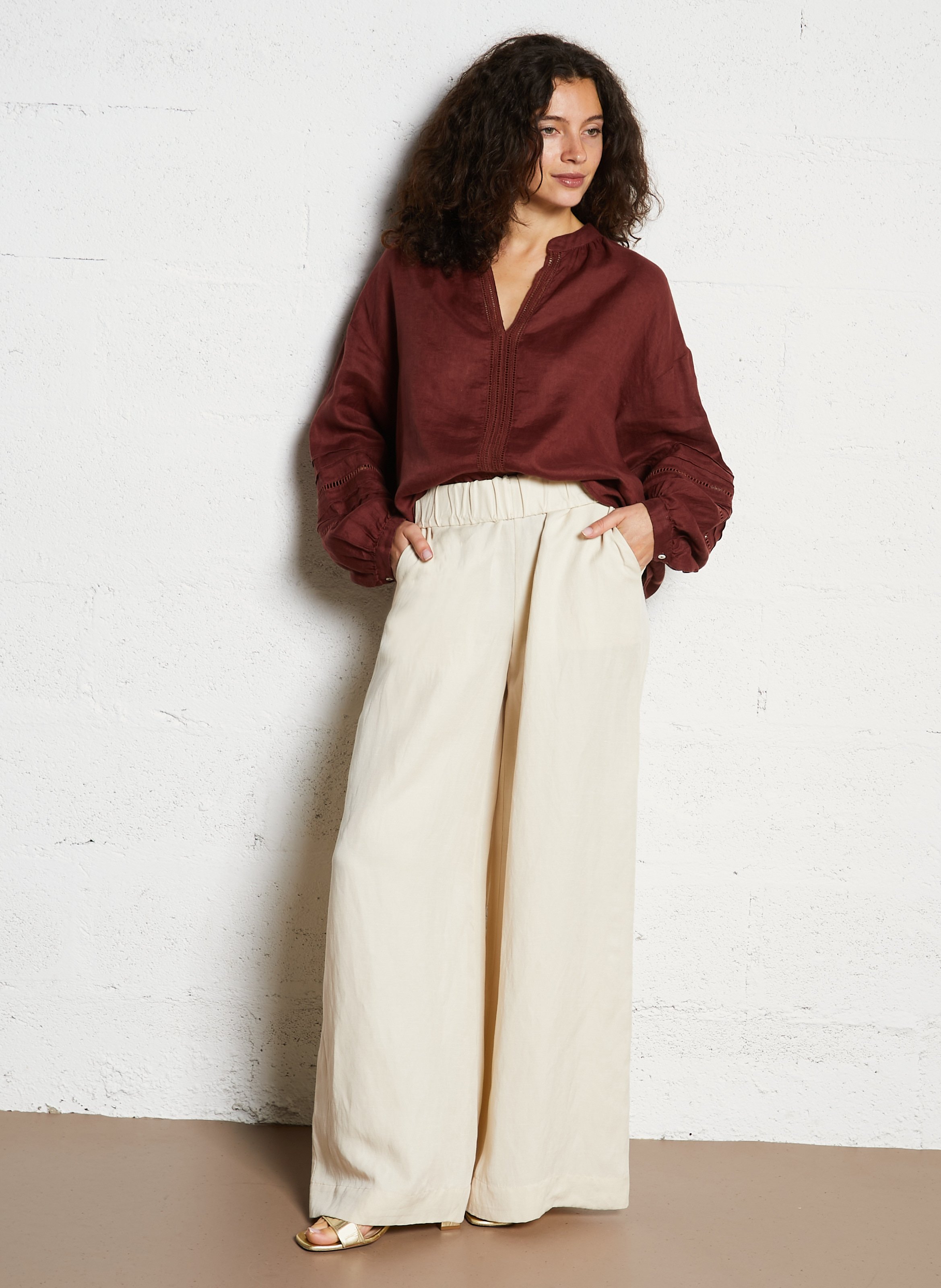 Weite Leinenbluse JC SOPHIE Braun