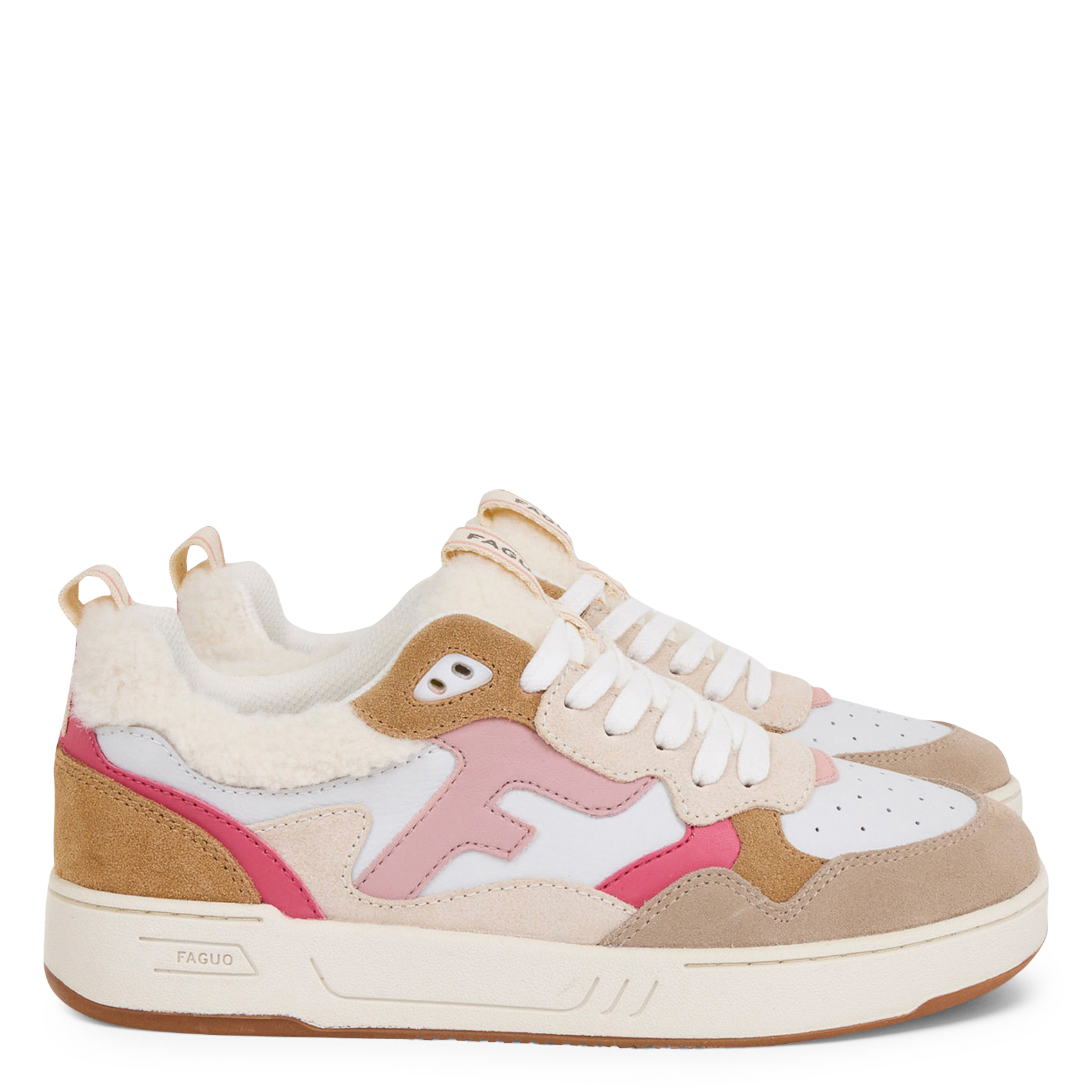 Niedrige Sneaker aus Leder-Mix FAGUO Weiss