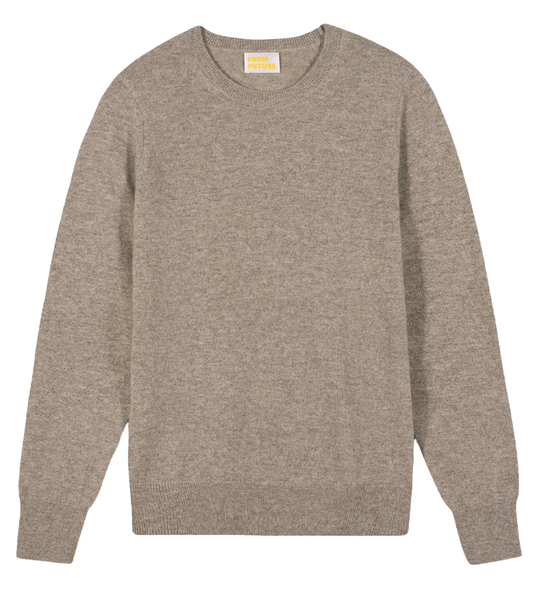 Straight cotton sweater with round neck FROM FUTURE Beige
