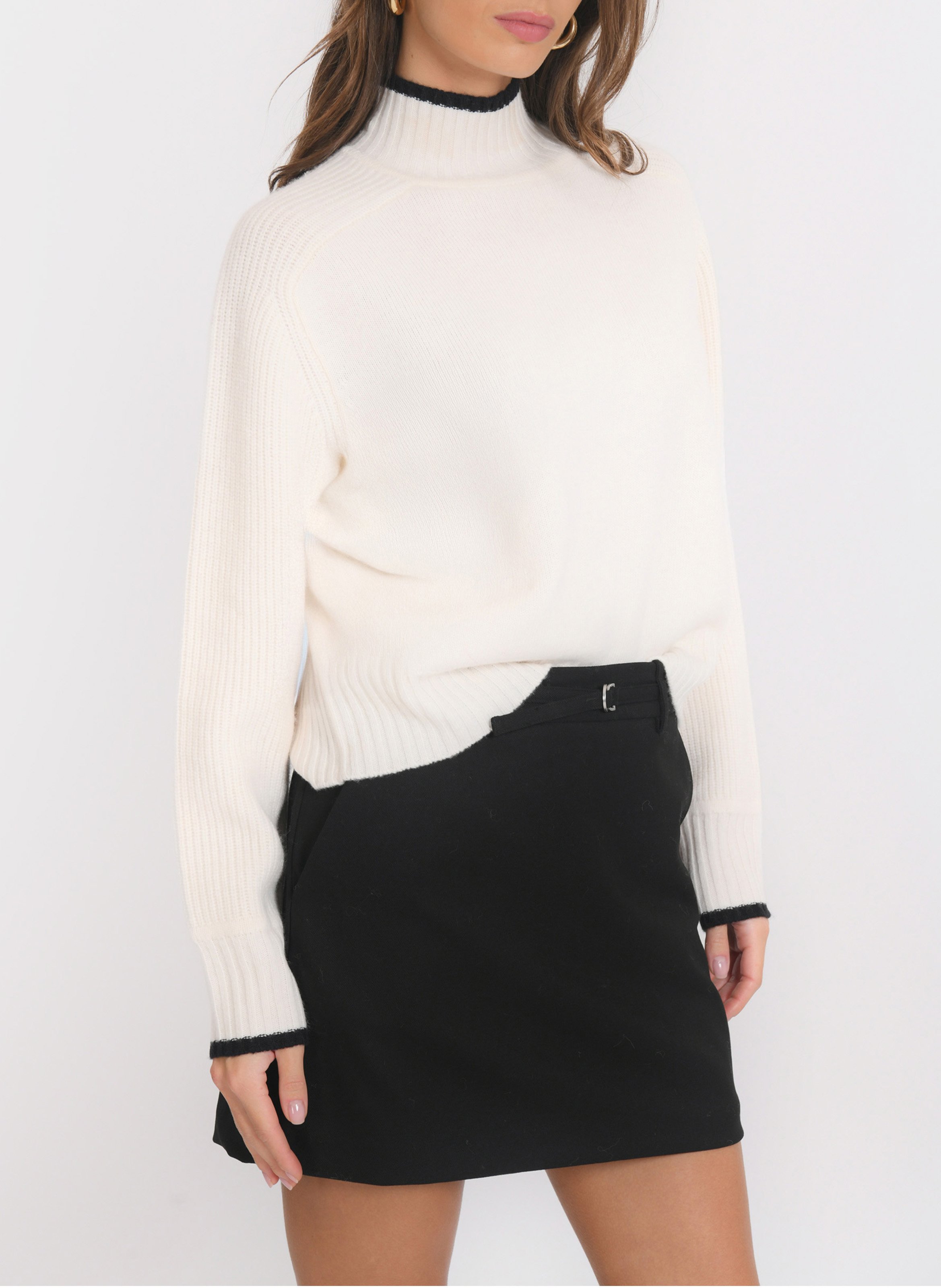 Oversize-Pullover mit Stehkragen aus Wolle und Kaschmir KOOKAI Weiss