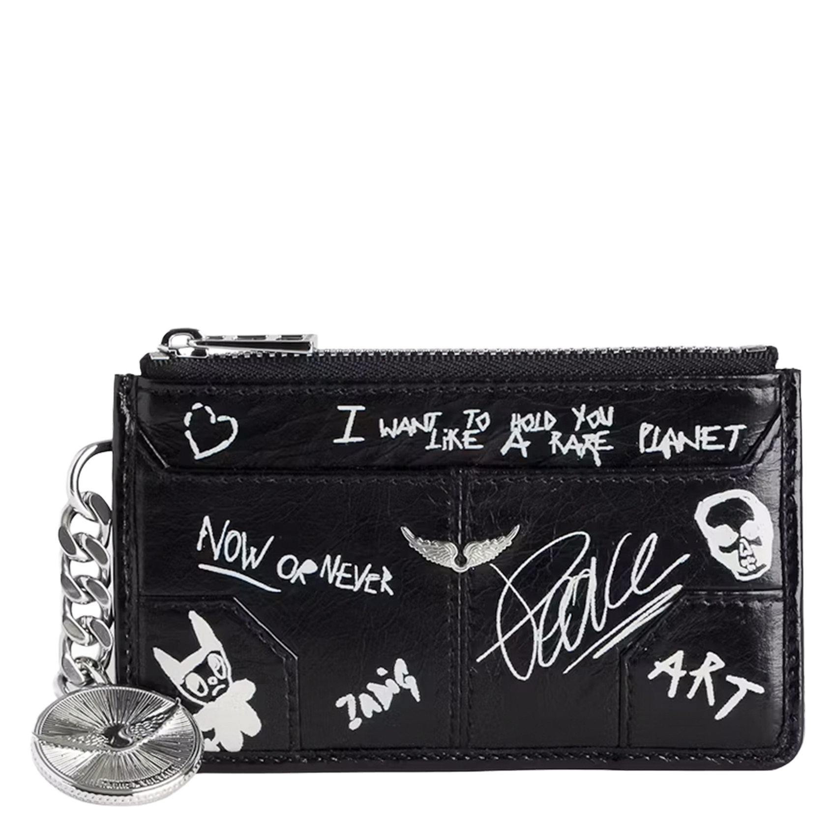 Kartenetui aus geprägtem Leder ZADIG&VOLTAIRE Schwarz