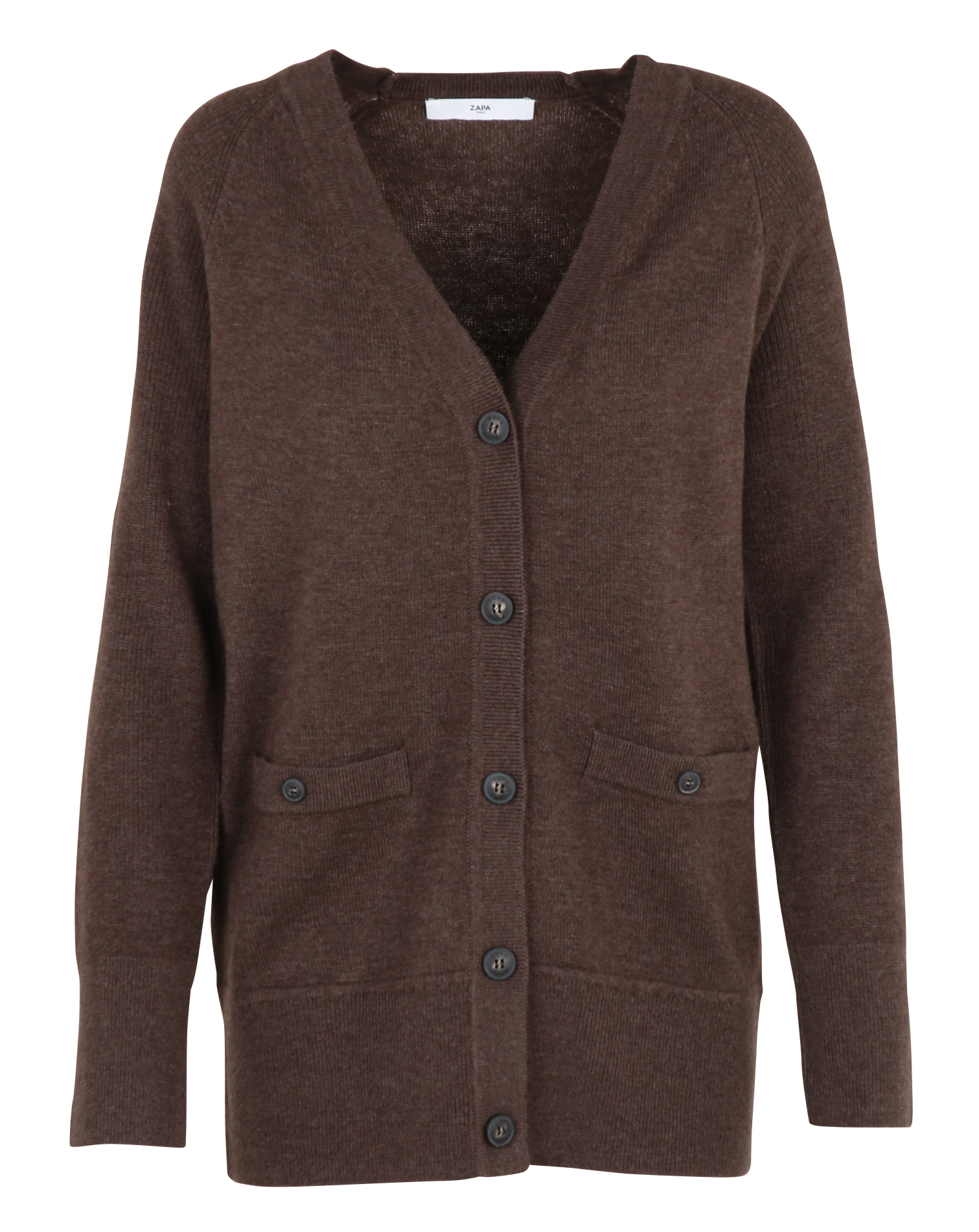 Cárdigan de lana con cuello de pico ZAPA Marron