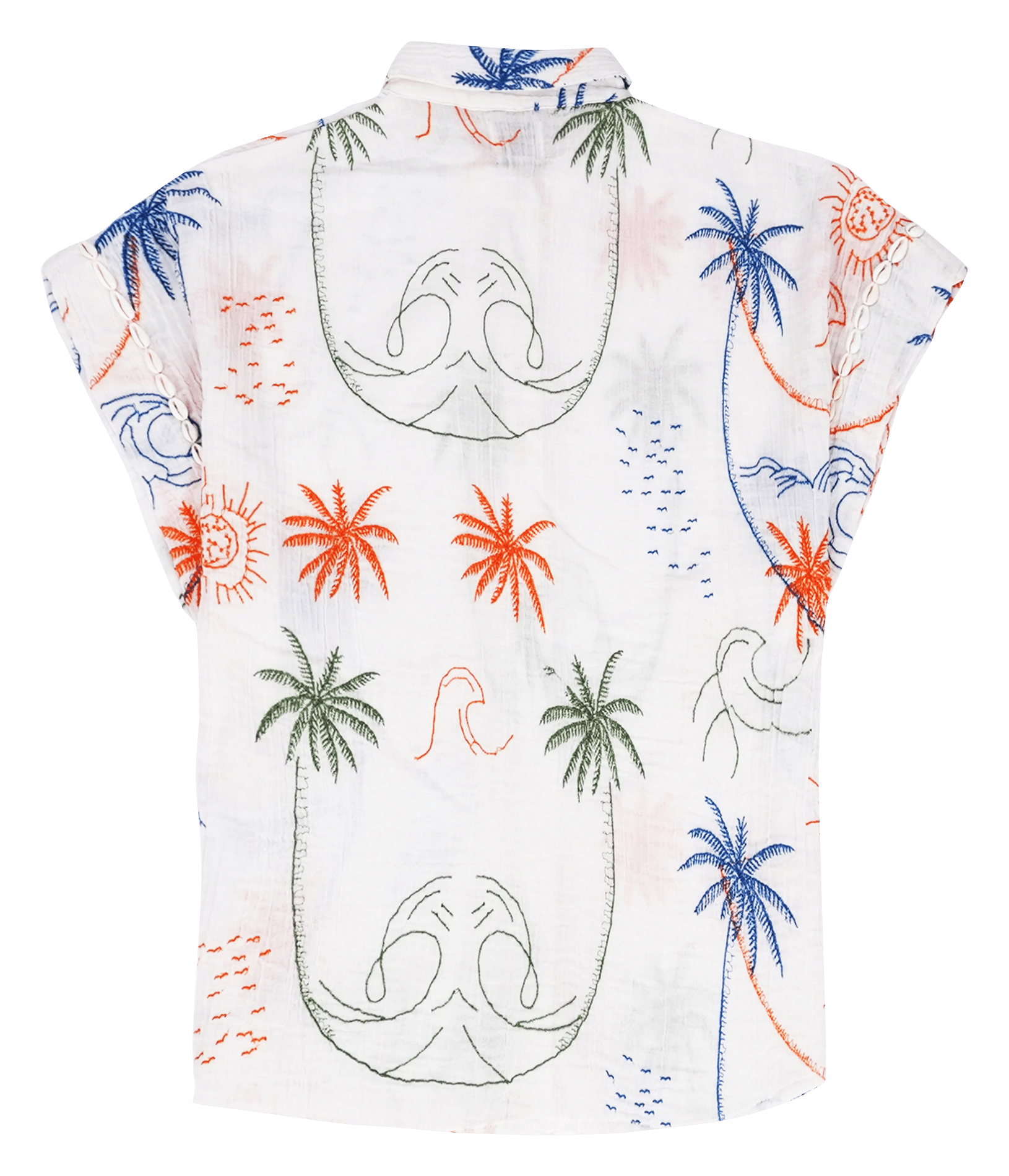 Straight embroidered cotton gauze shirt WILD Beige