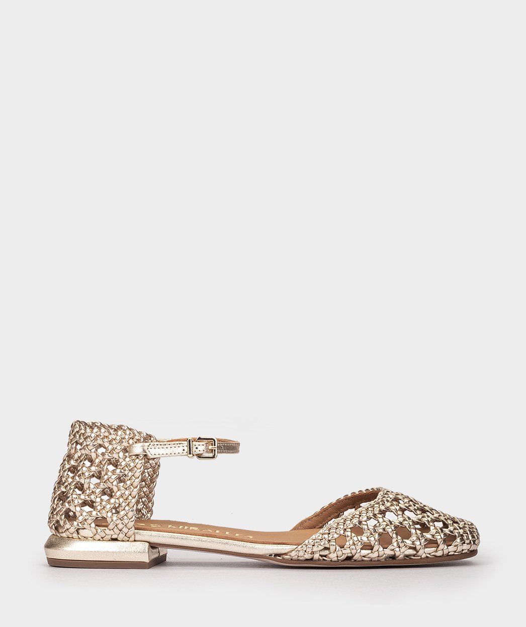 Flat braided platinum-colored shoe PEDRO MIRALLES Golden