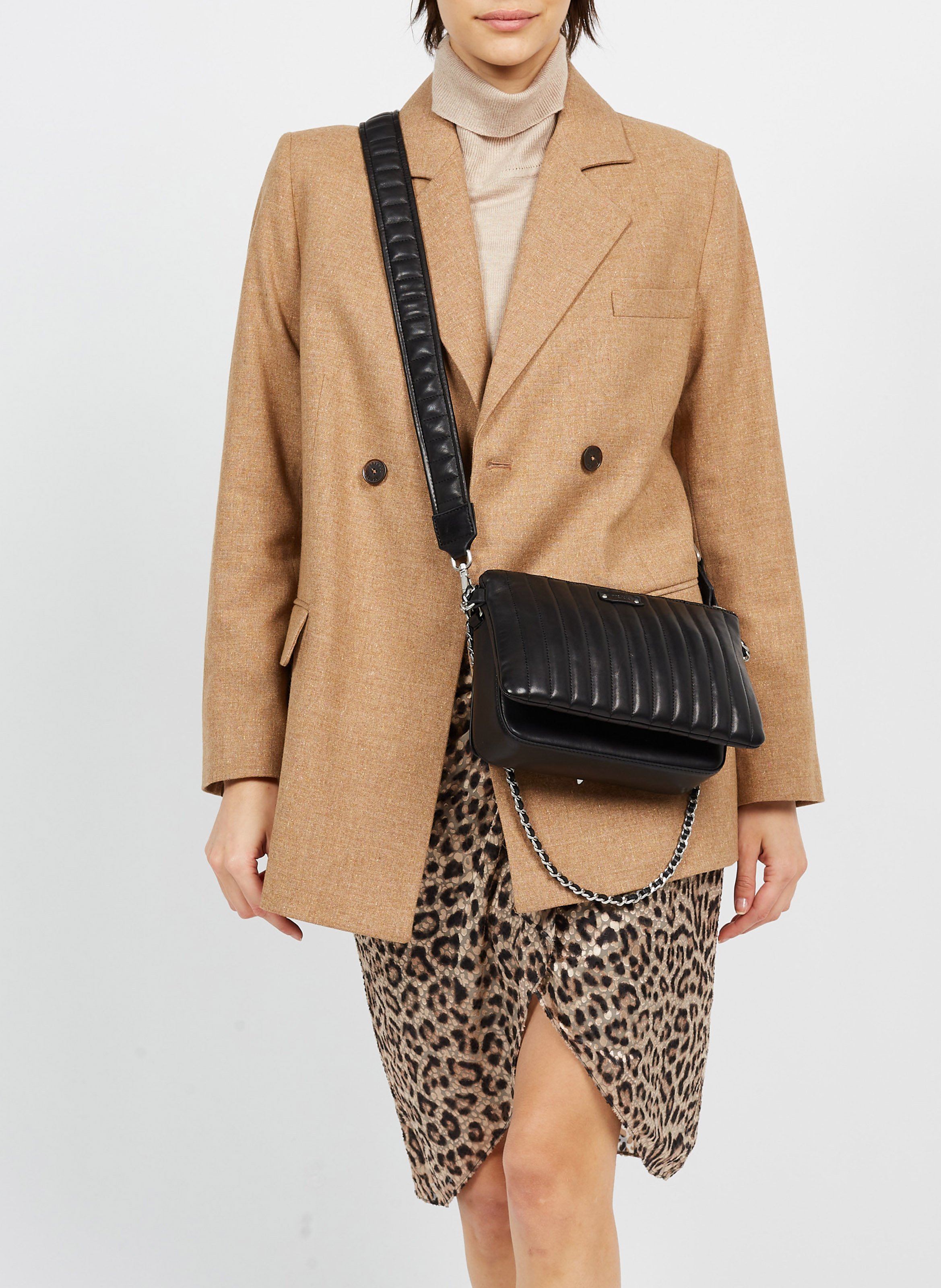 Leather shoulder bag IKKS Black