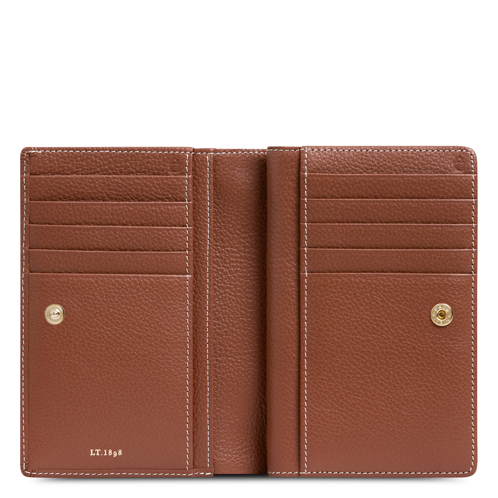 Portefeuille moyen uni en cuir grainé LE TANNEUR Marron