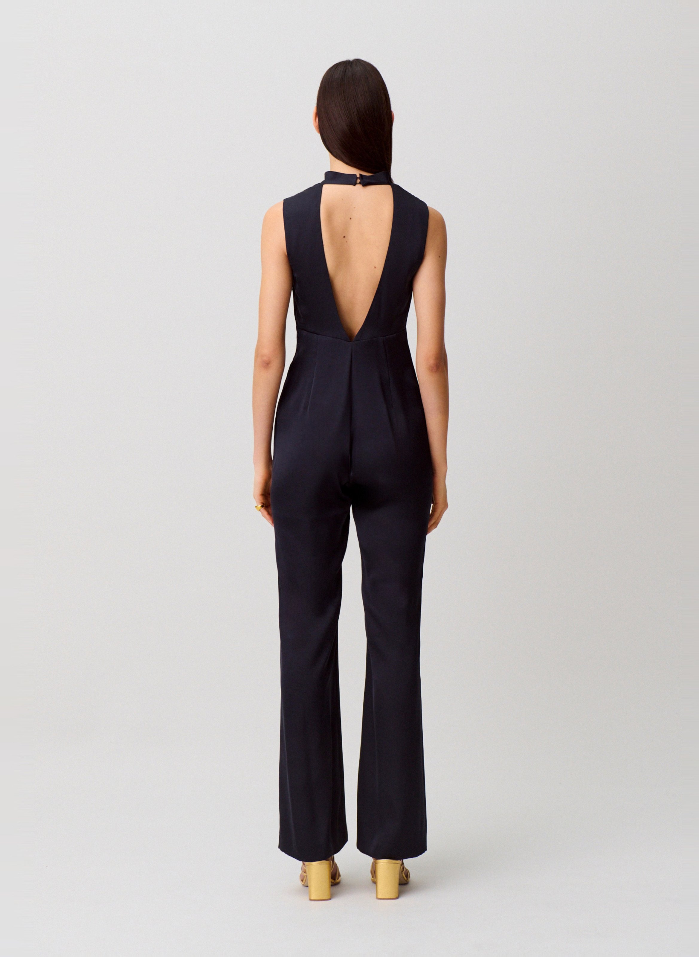 Rechte jumpsuit met V-hals CLAUDIE PIERLOT Blauw