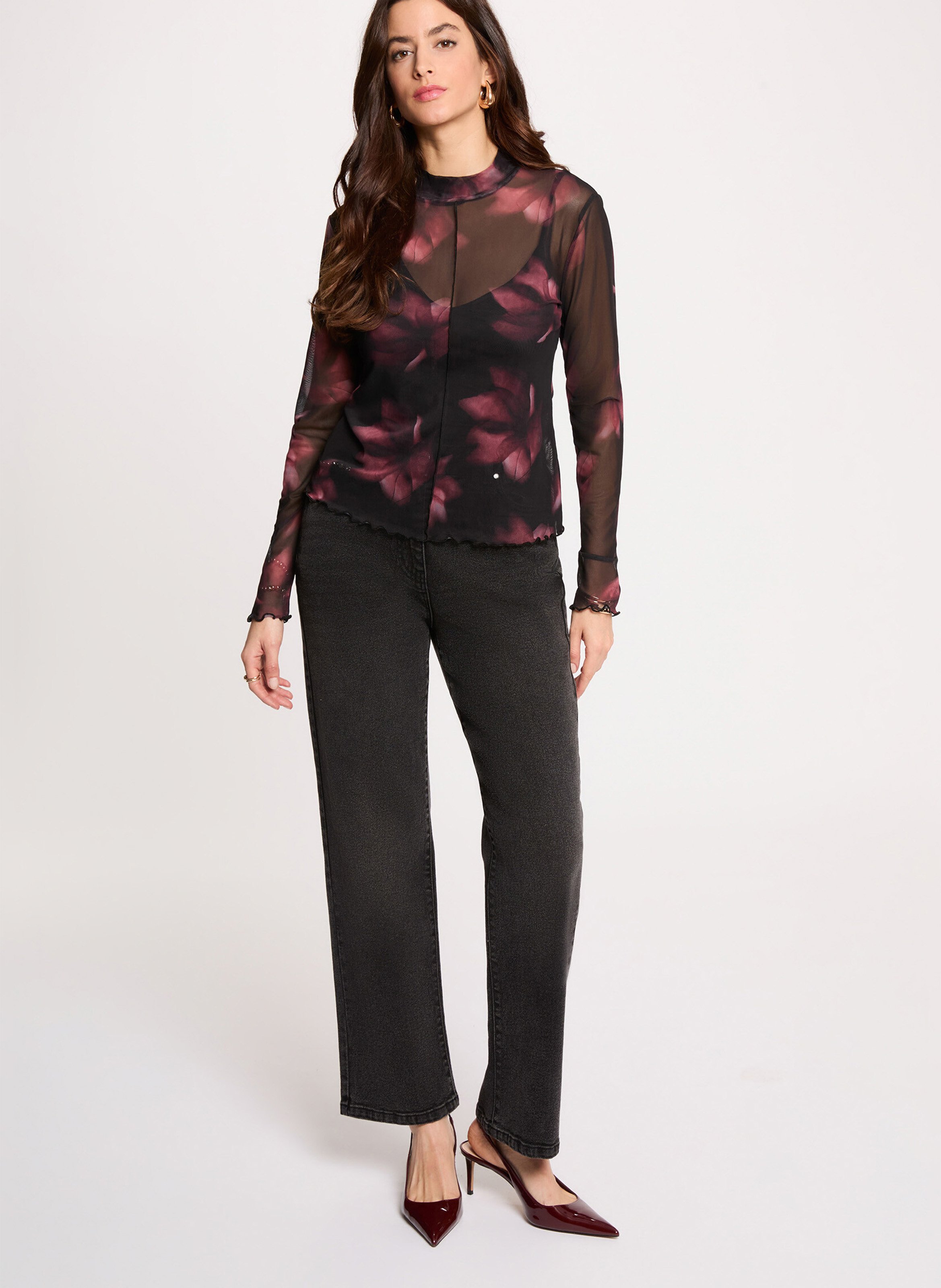 Tee-shirt droit transparent imprimé MORGAN Multicolore