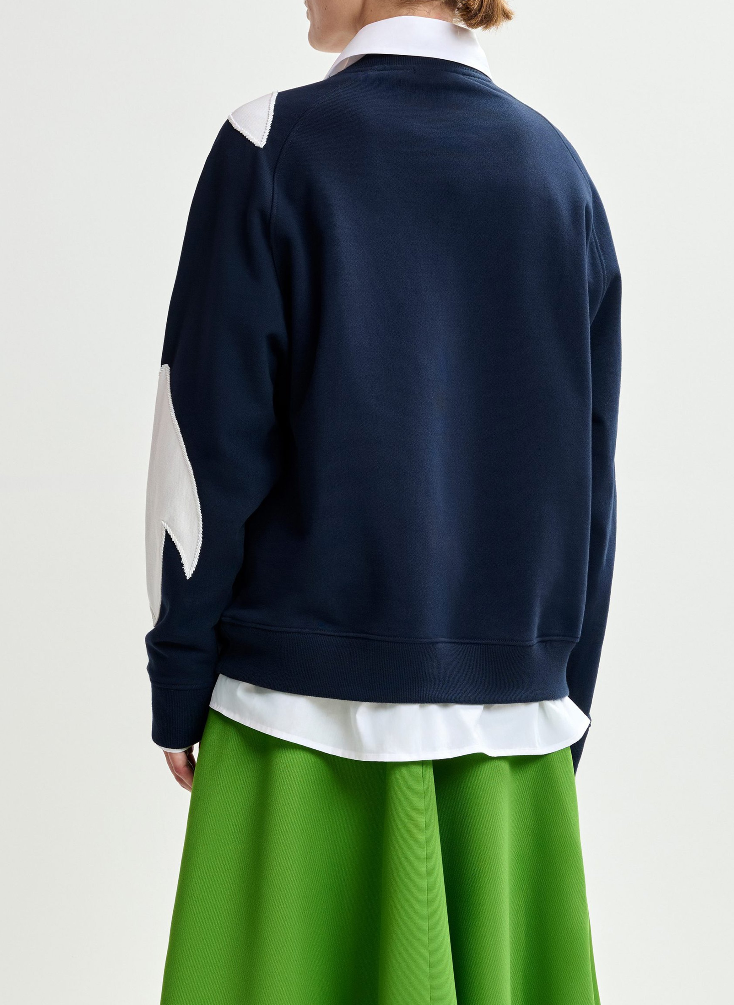 Oversized Sweatshirt with Embroidered Patches ESSENTIEL ANTWERP Blue