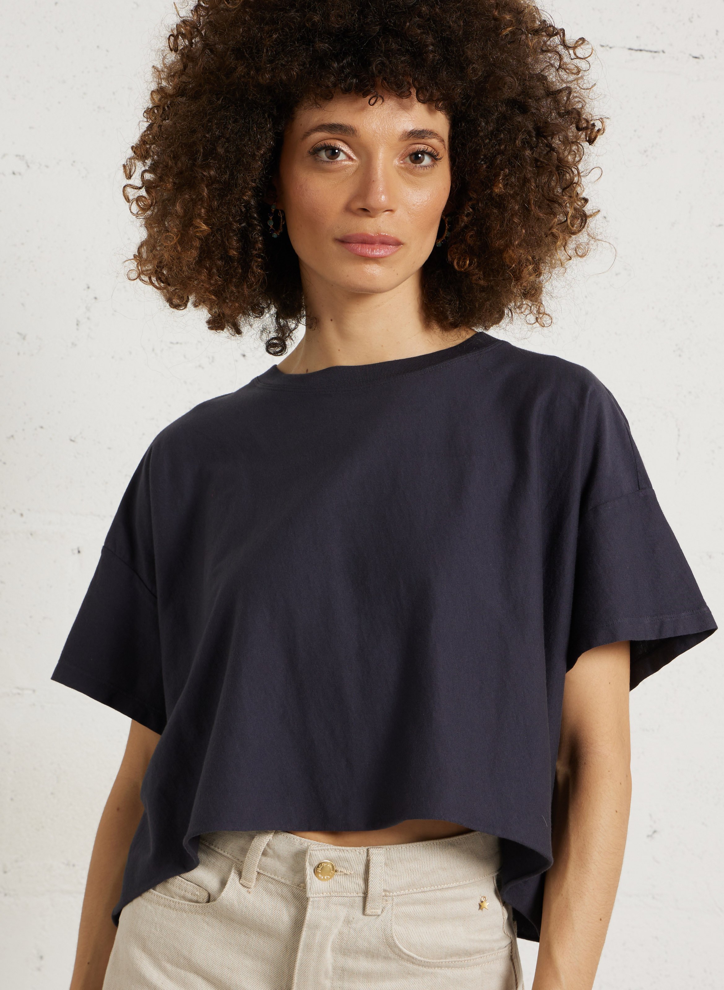 Tee-shirt court ample uni en coton BELLEROSE