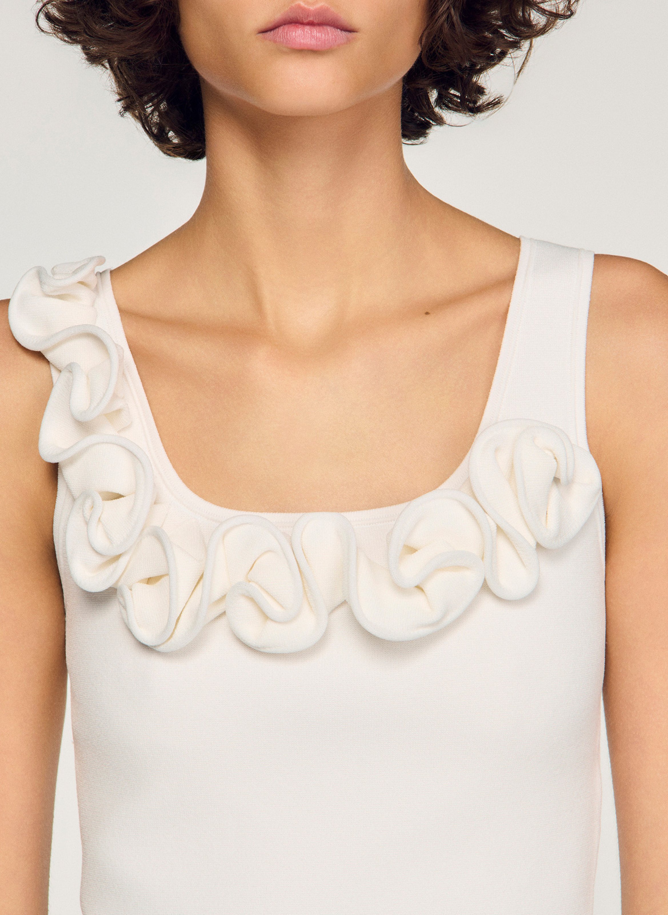 Korte, strakke top van jersey SANDRO Wit