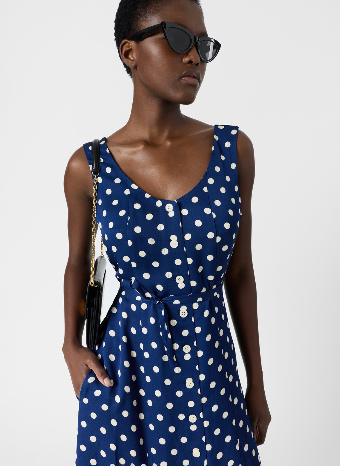 Gepunktetes Midikleid GERARD DAREL Blau