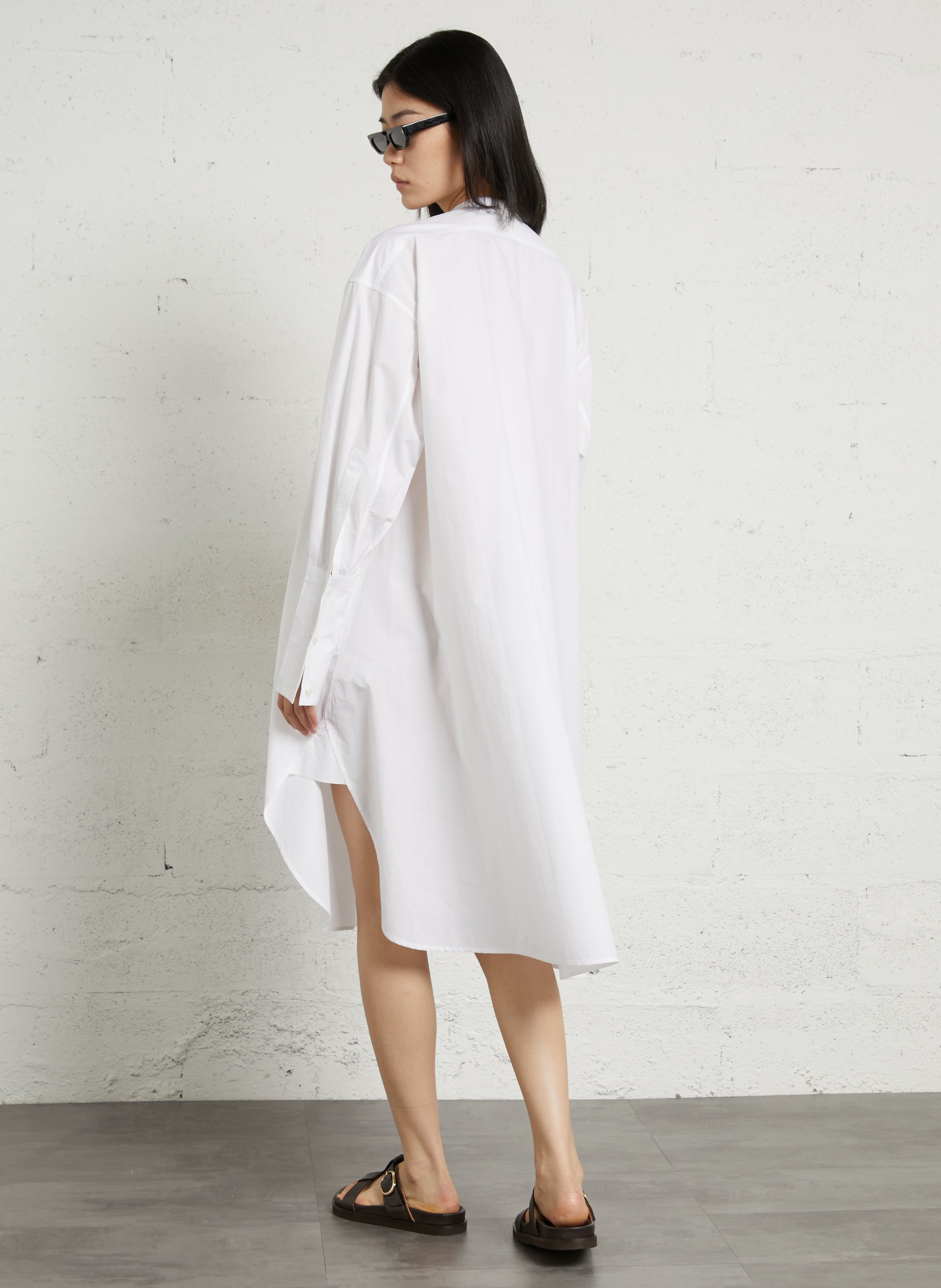 Robe longue col rond en coton LAURENCE BRAS Blanc