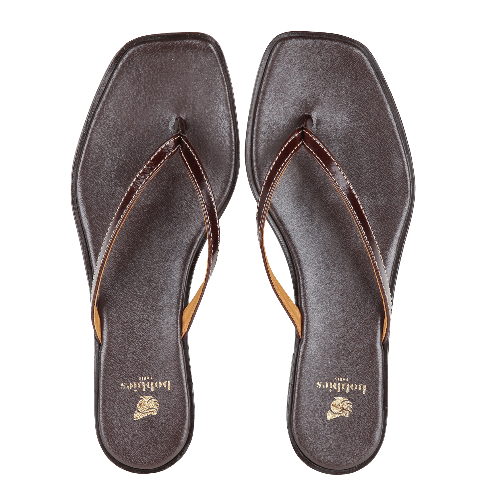 Avarca Berlin - Flache Ledersandalen mit Samt BOBBIES Braun