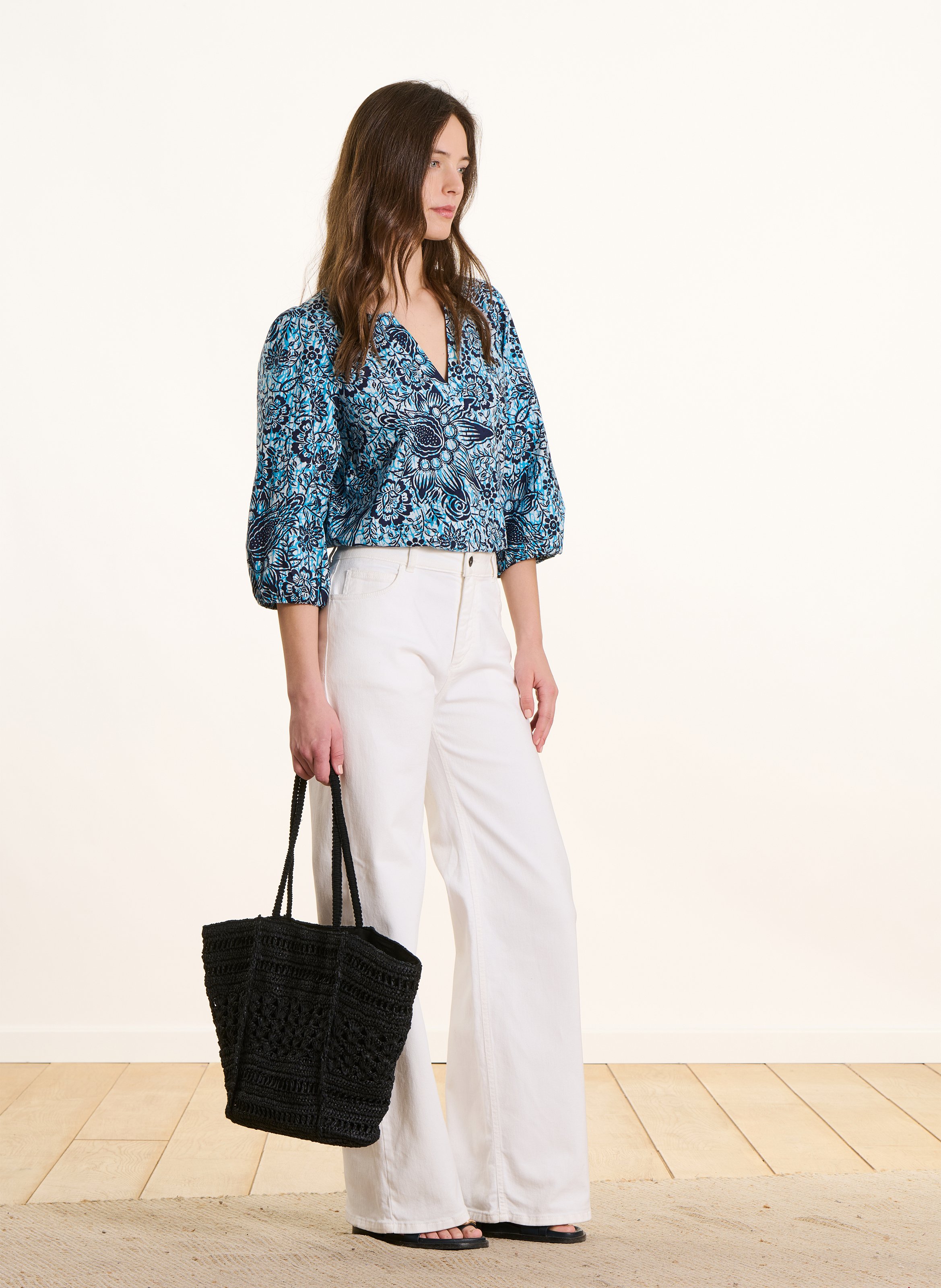 Cotton henley blouse LA FEE MARABOUTEE Blue