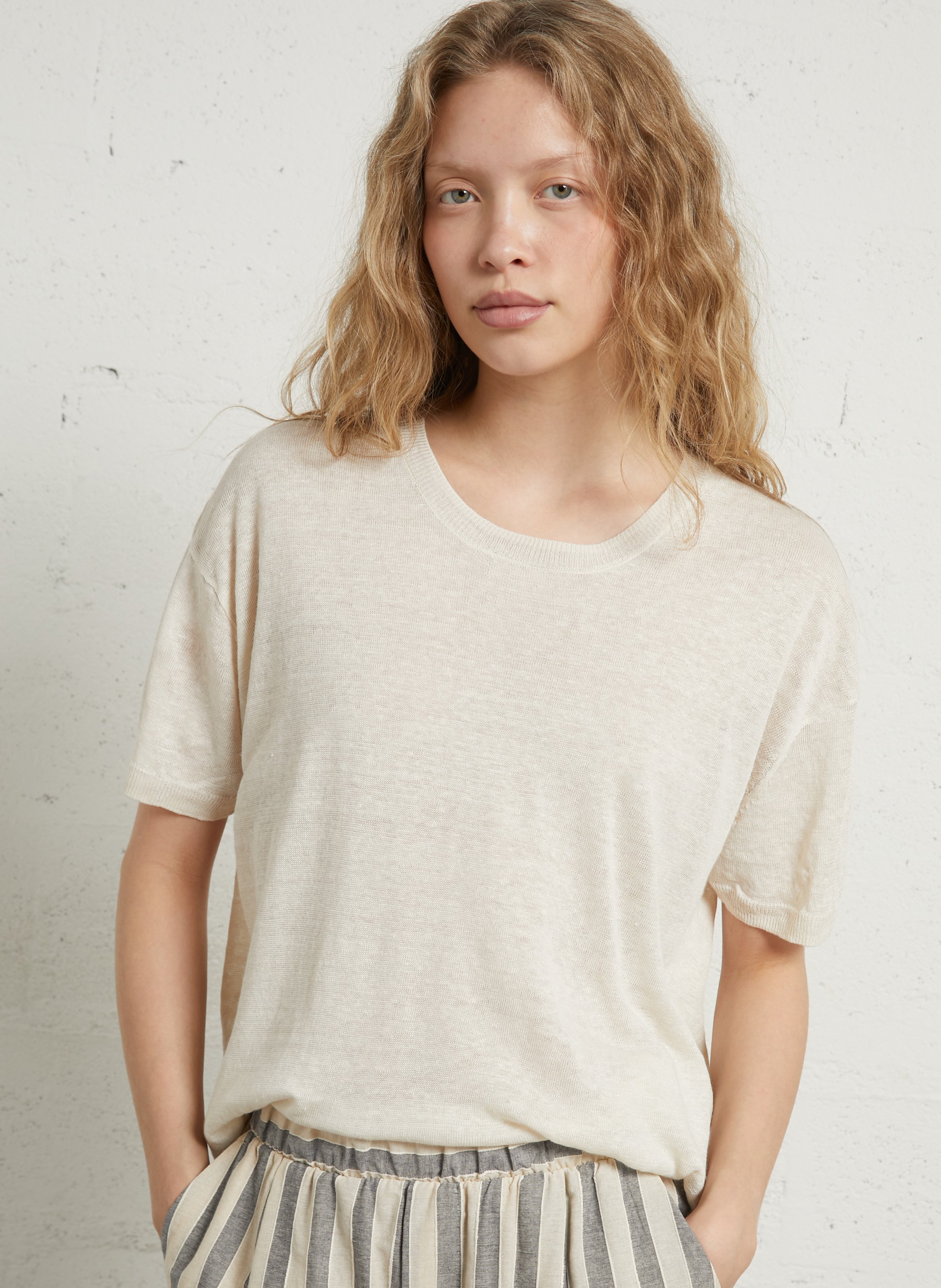 Oversized linen sweater MAJESTIC FILATURES Beige