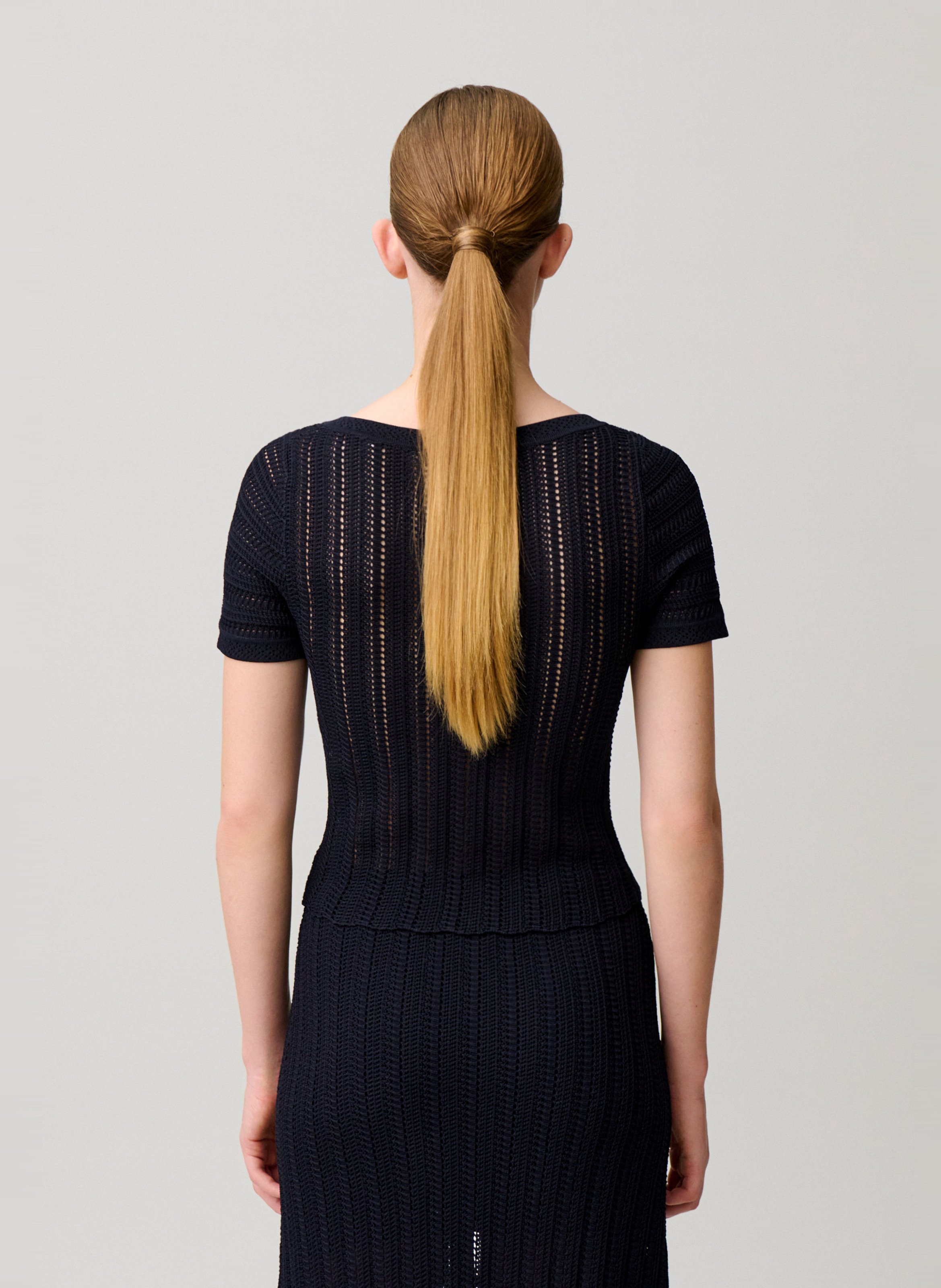 Top droit col rond en maille CLAUDIE PIERLOT Bleu