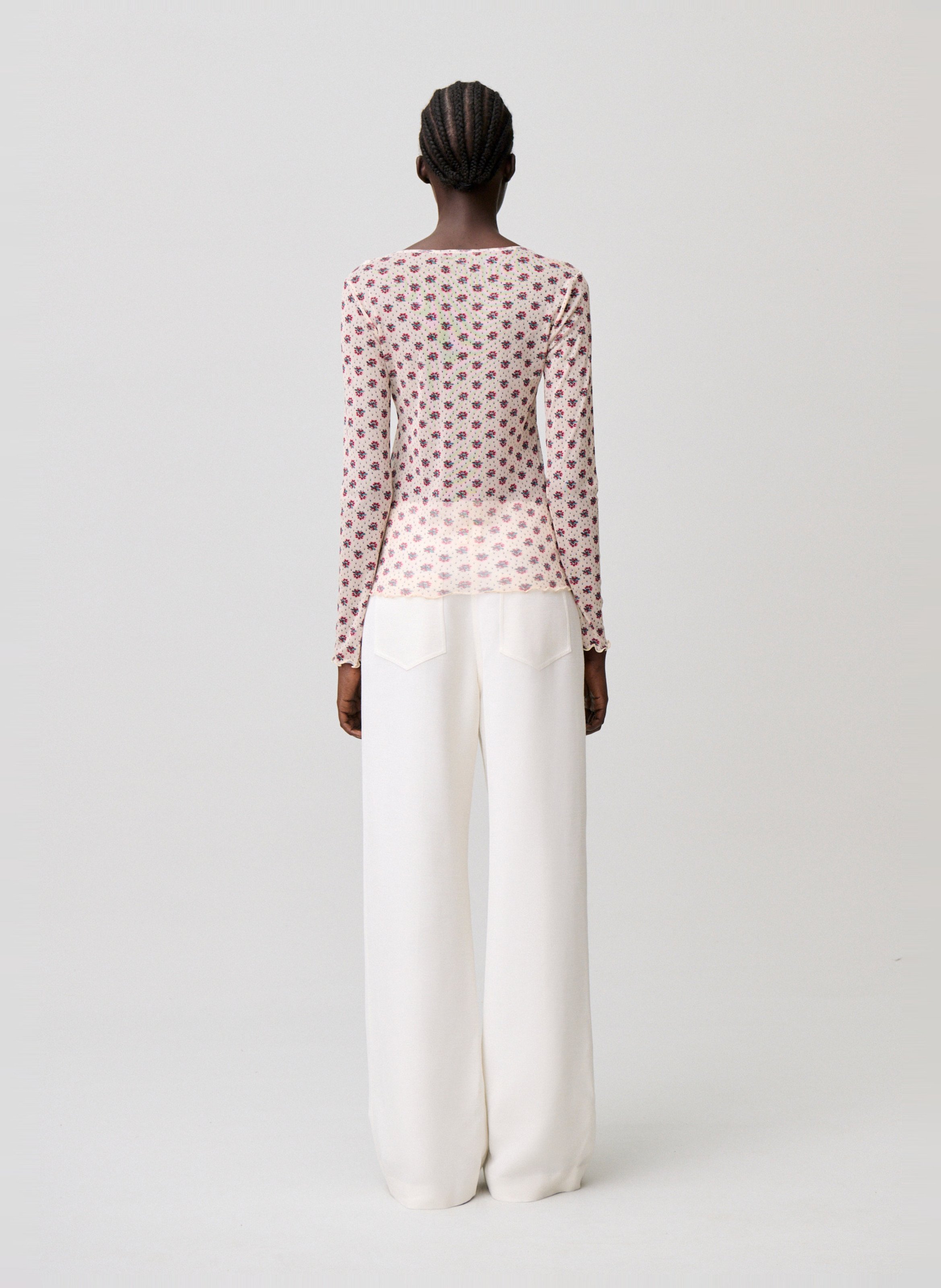 Aansluitend T-shirt van bedrukt mesh. CLAUDIE PIERLOT Veelkleurig