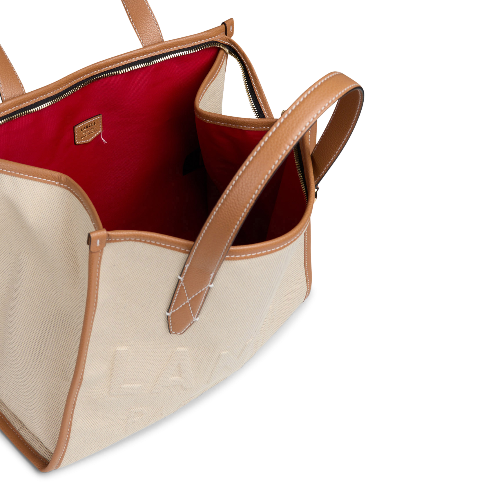 Sac cabas en coton mélangé LANCEL Beige