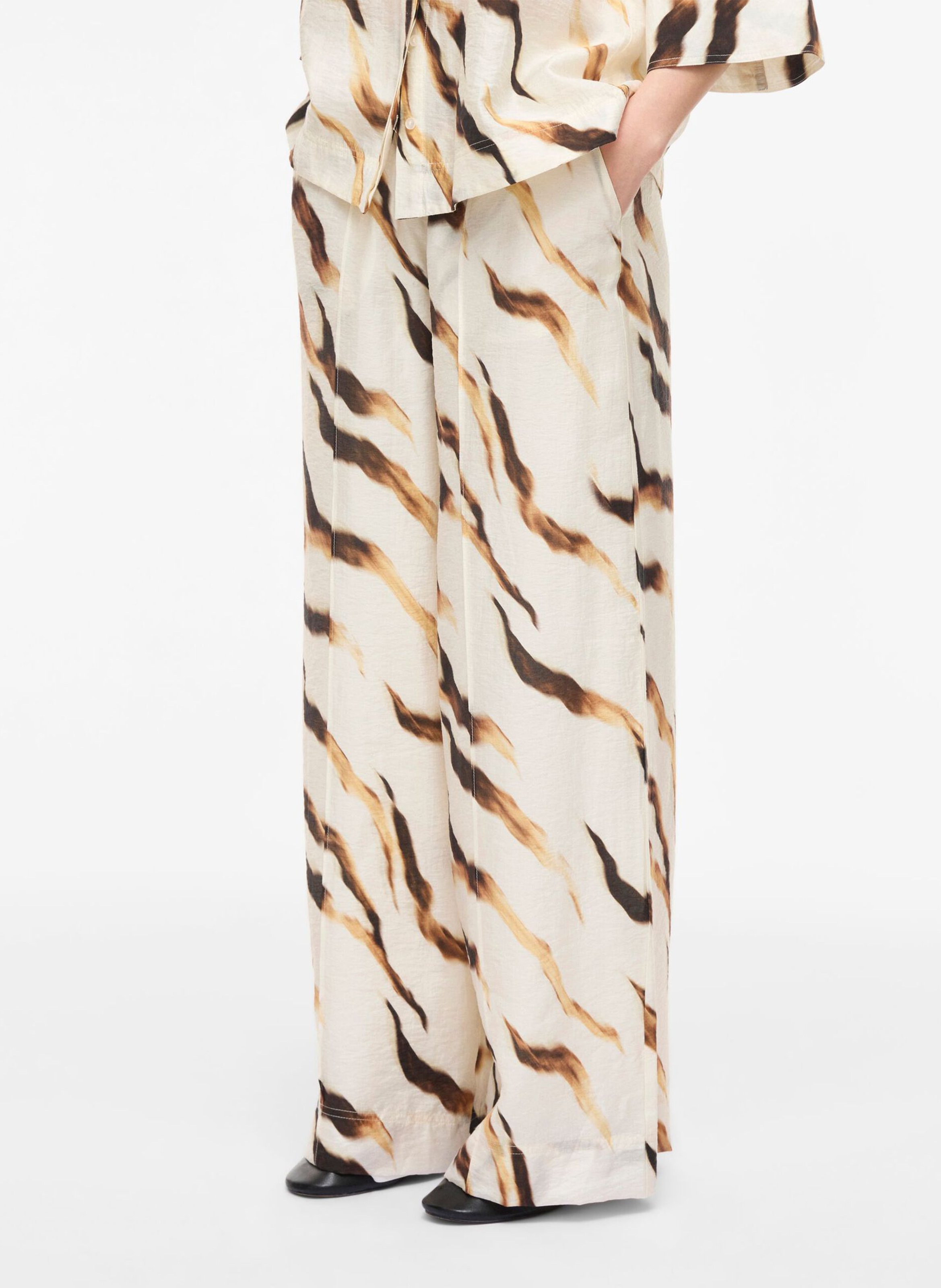 Wide leg printed pants ROUGE EDIT Beige