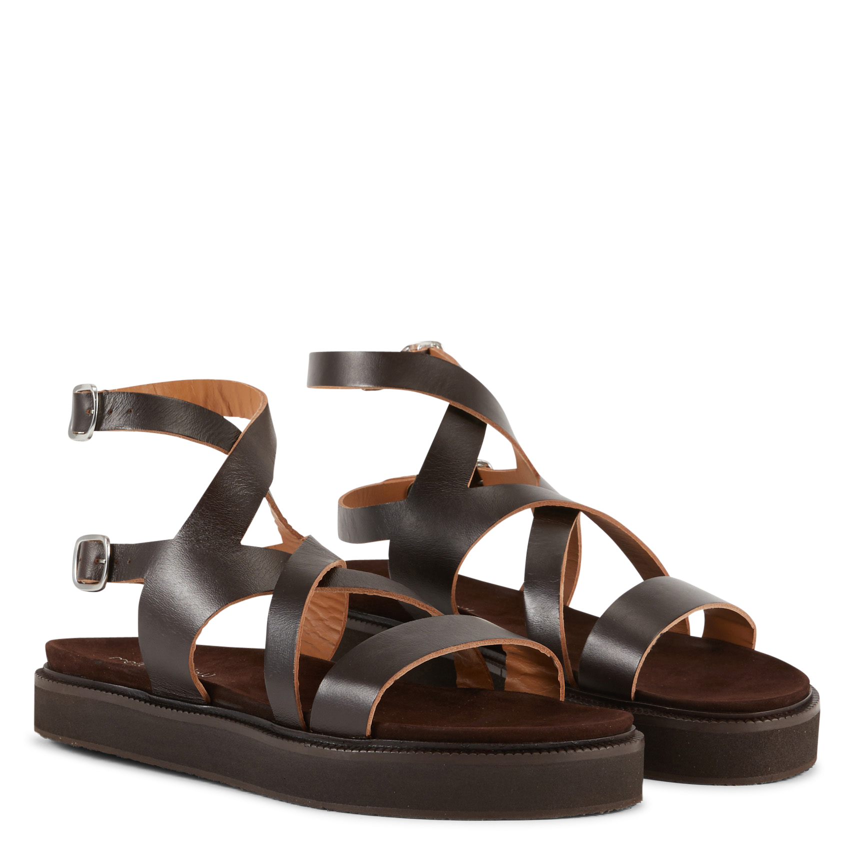 Sandales compensées en cuir MELLOW YELLOW Marron