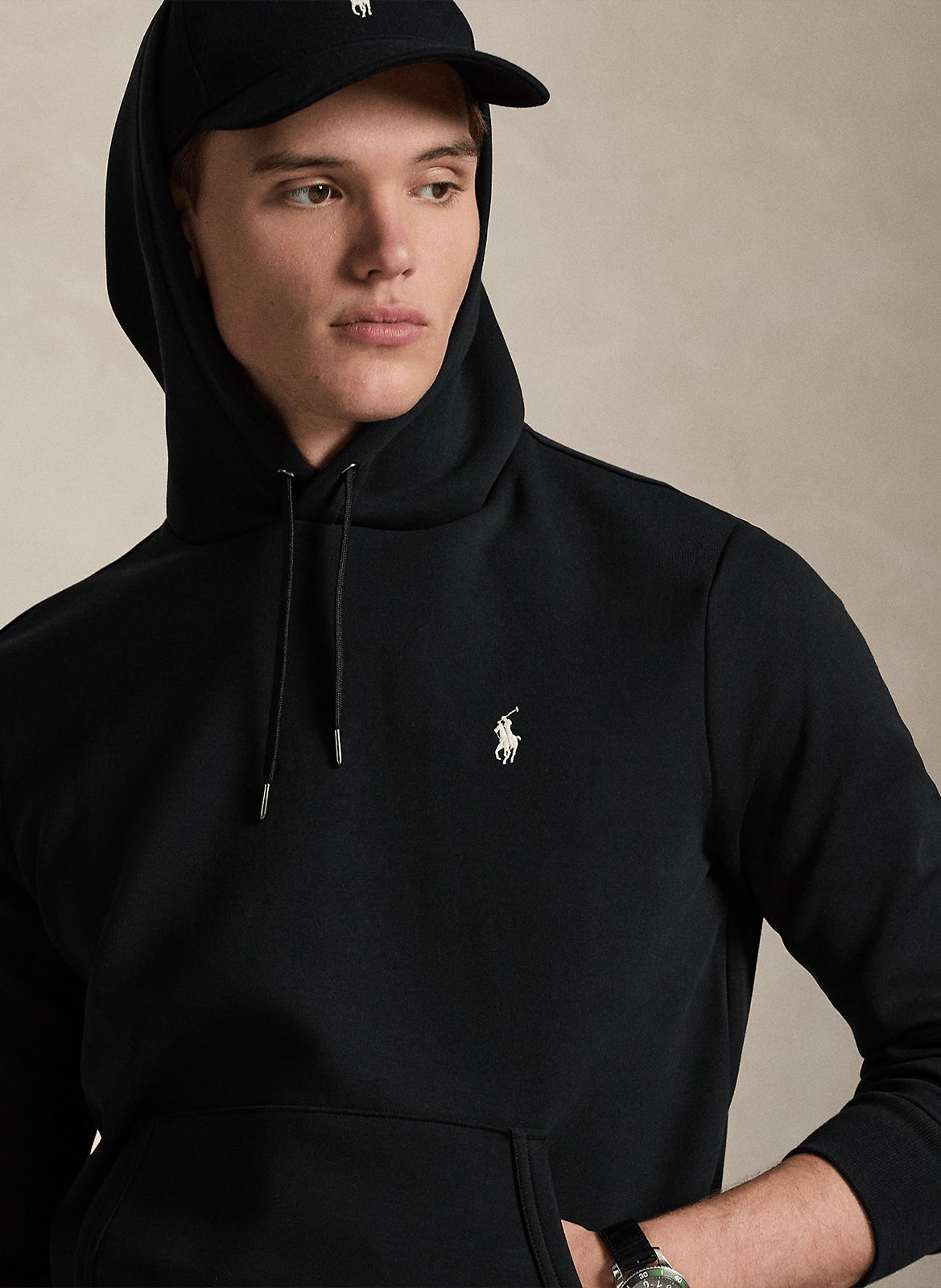 Straight cotton-blend hoodie POLO RALPH LAUREN Black