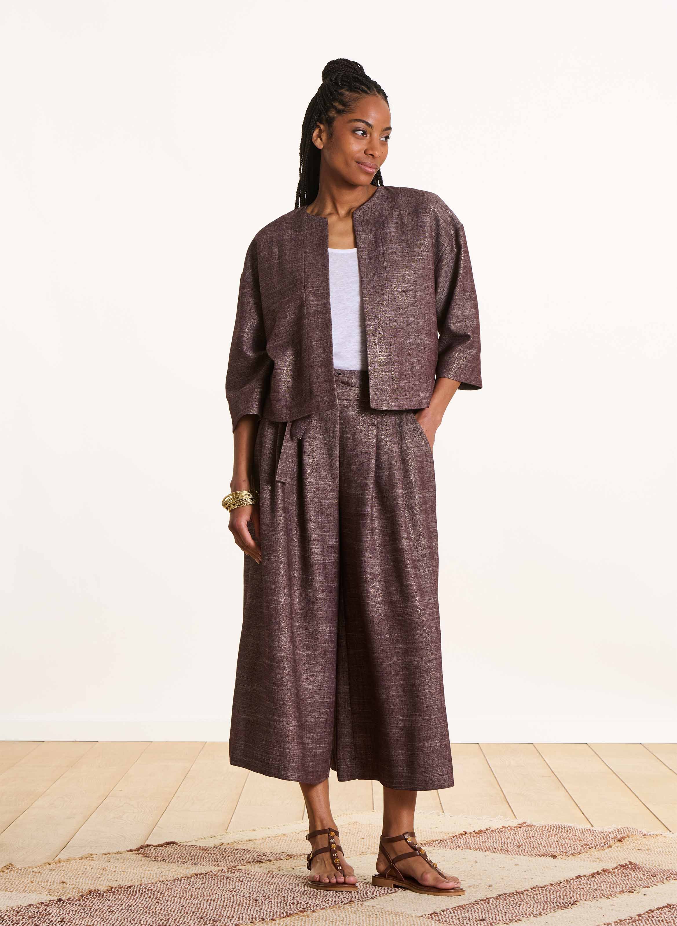 Jacke mit rundem Kragen LA FEE MARABOUTEE Braun